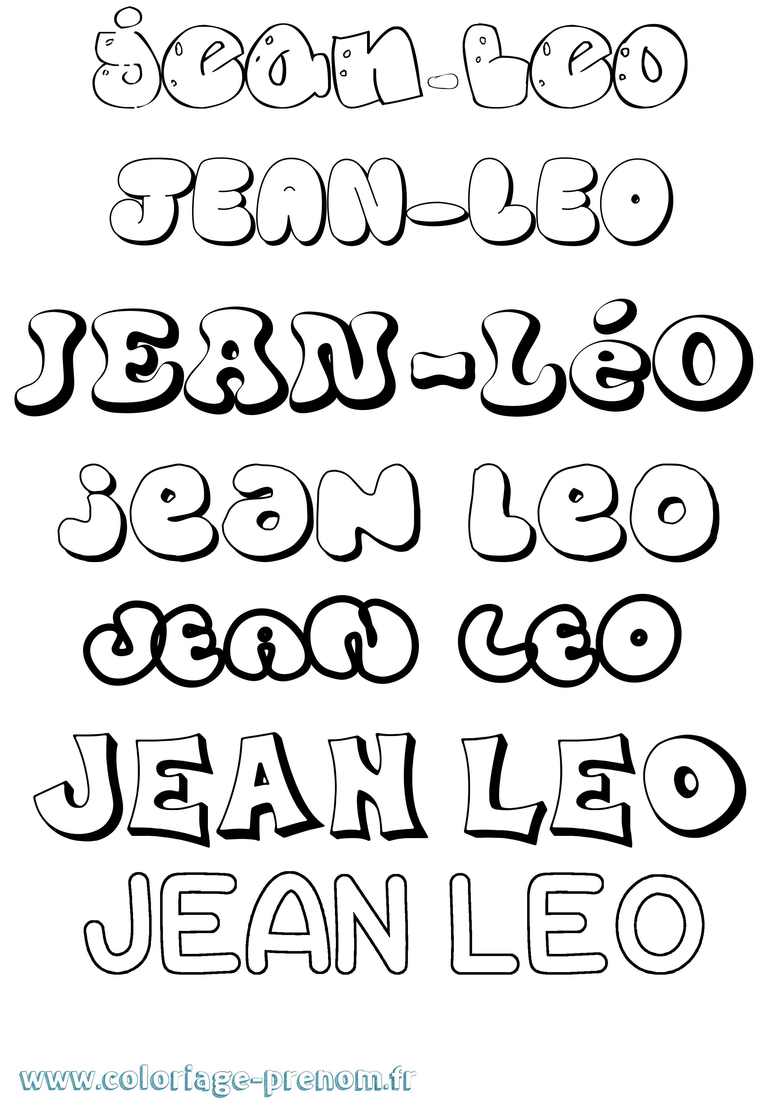 Coloriage Jean-Léo Bubble Coloriage prénom Jean-Léo Bubble