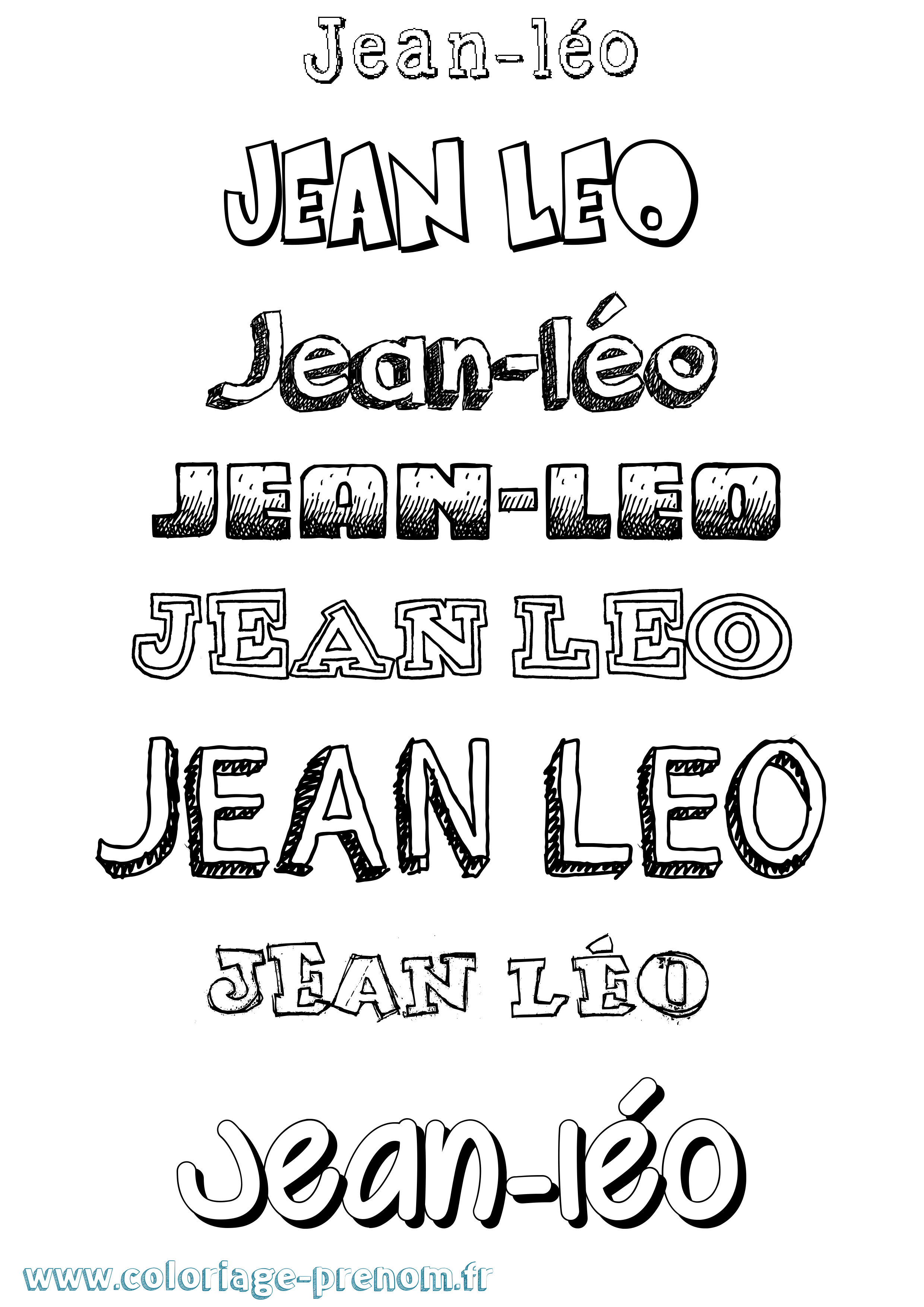 Coloriage Jean-Léo Dessiné Coloriage prénom Jean-Léo Dessiné