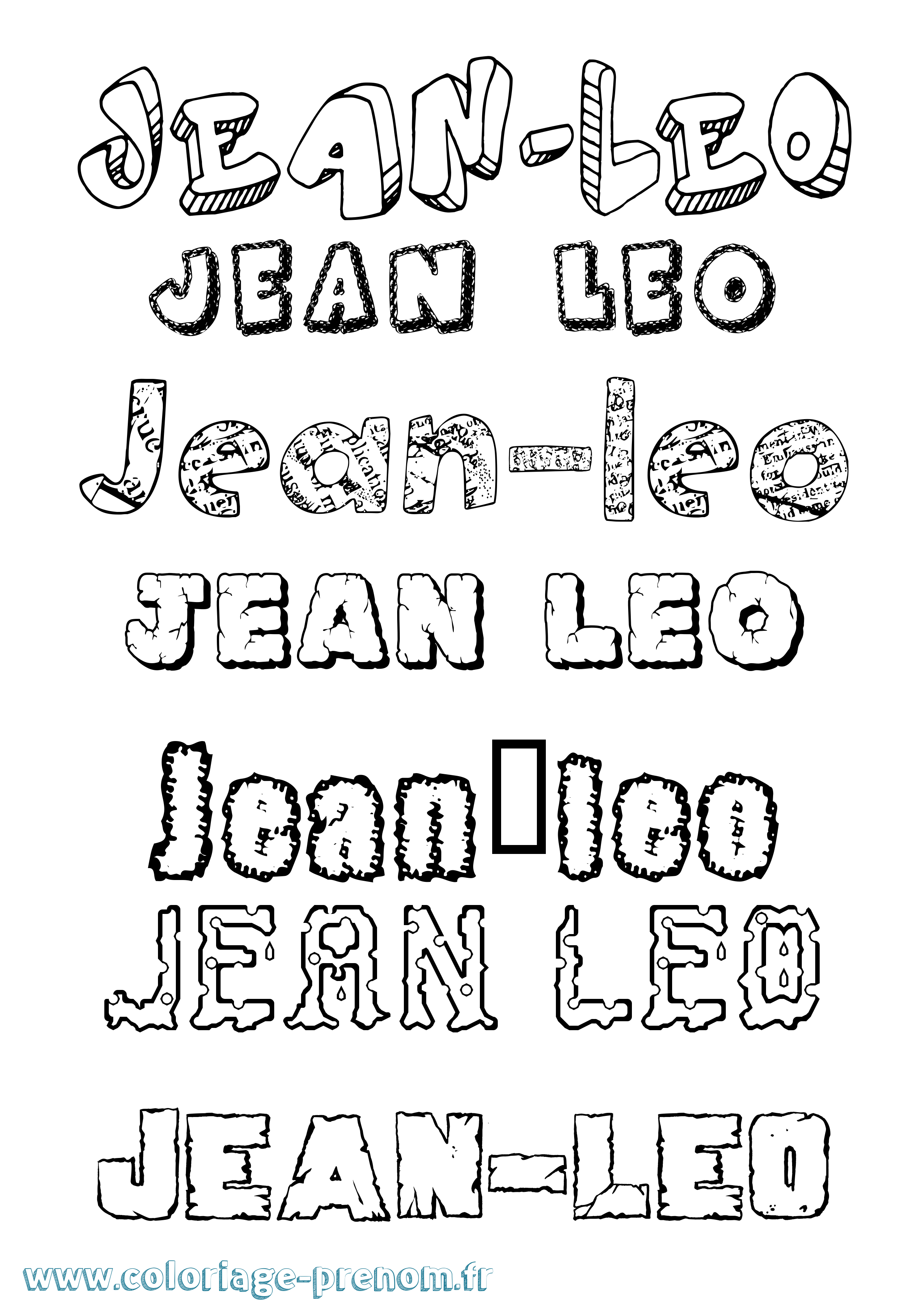 Coloriage Jean-Léo Destructuré Coloriage prénom Jean-Léo Destructuré