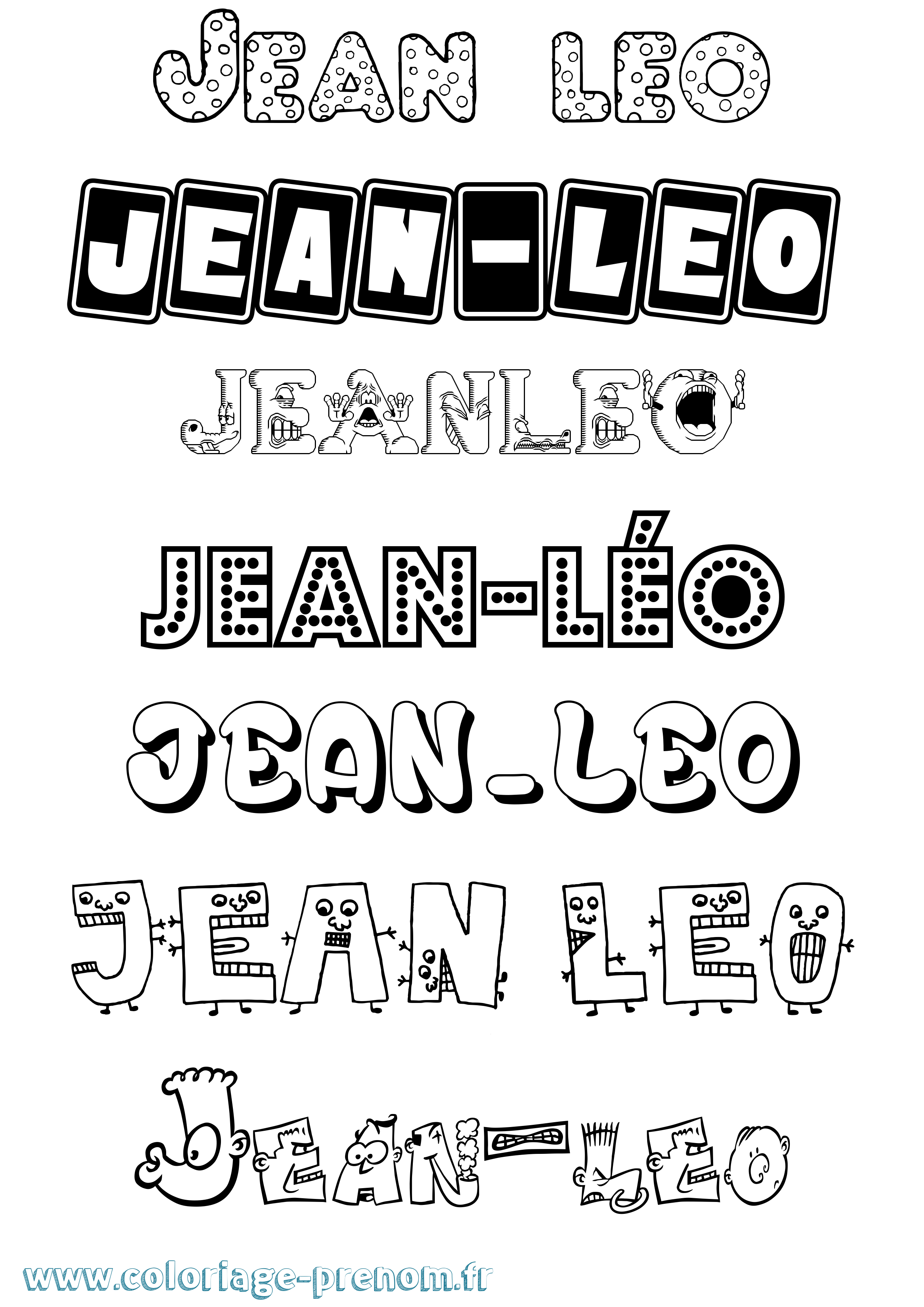 Coloriage Jean-Léo Fun Coloriage prénom Jean-Léo Fun