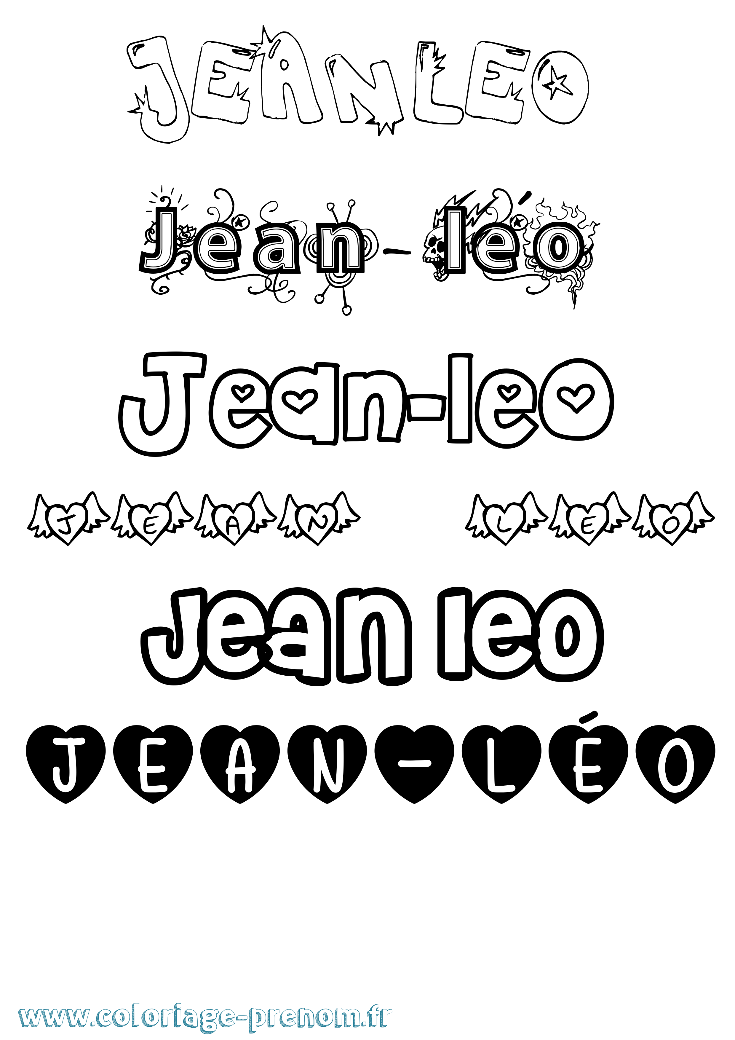 Coloriage Jean-Léo Girly Coloriage prénom Jean-Léo Girly