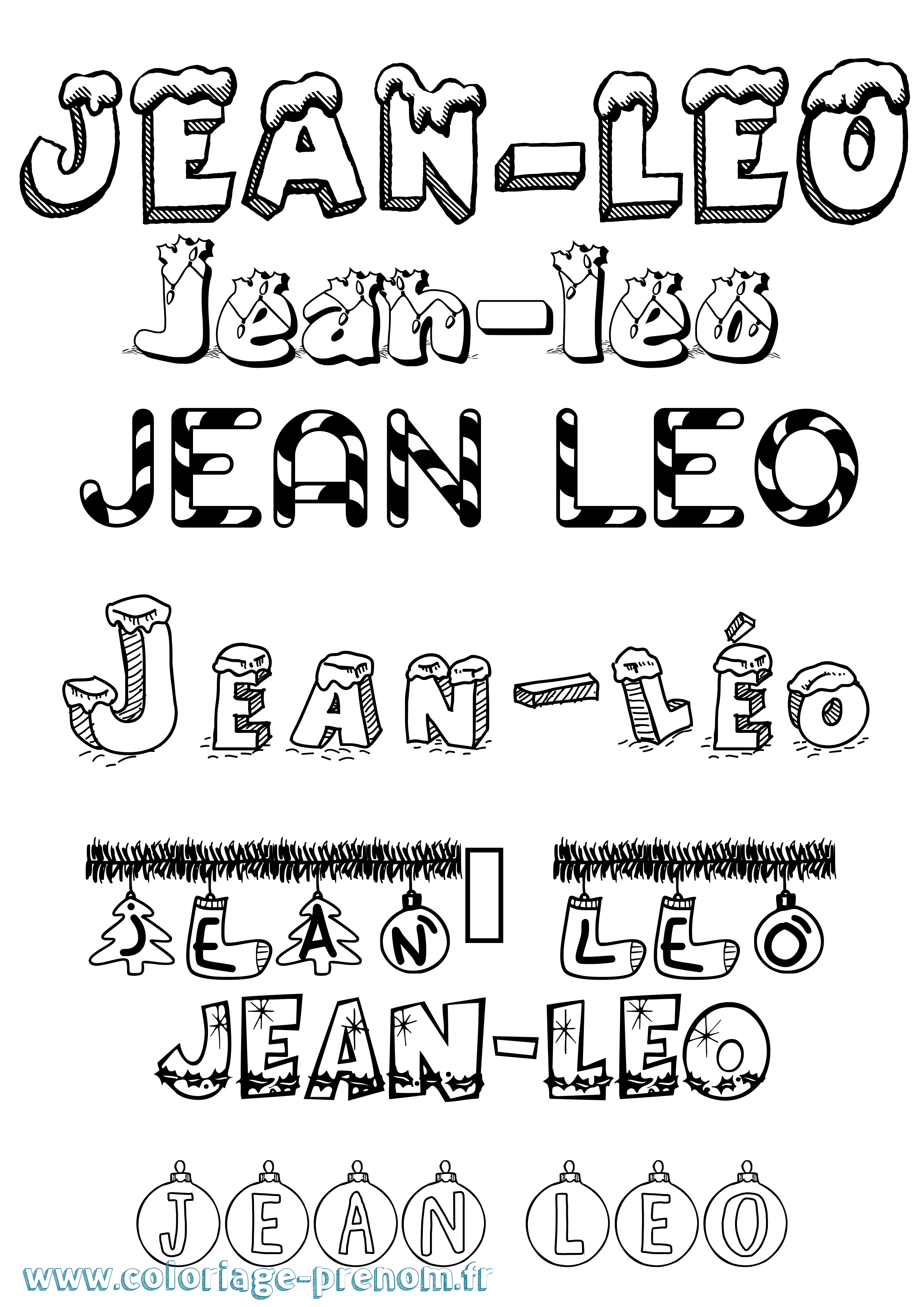 Coloriage Jean-Léo Noël Coloriage prénom Jean-Léo Noël