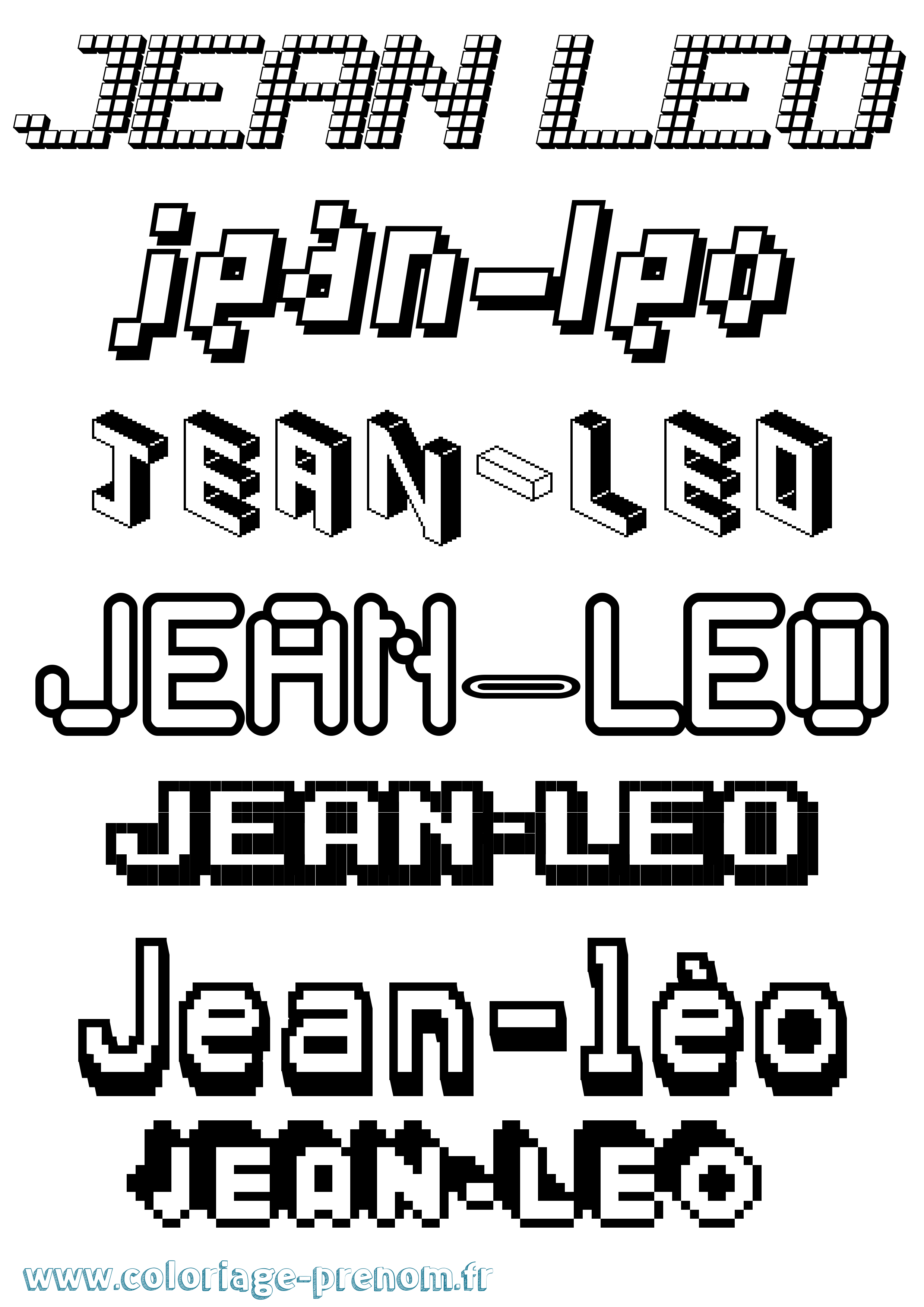 Coloriage Jean-Léo Pixel Coloriage prénom Jean-Léo Pixel