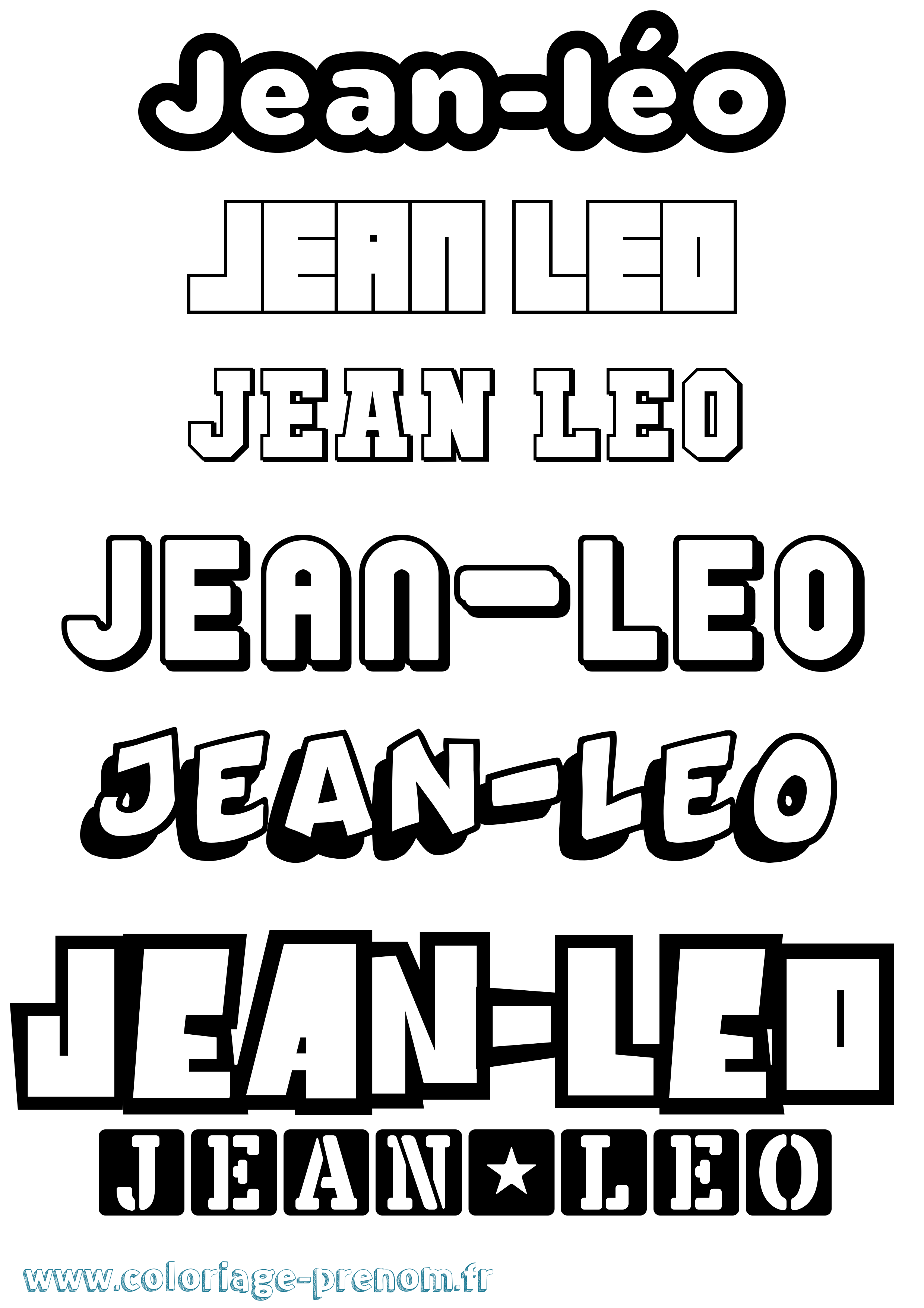 Coloriage Jean-Léo Simple Coloriage prénom Jean-Léo Simple