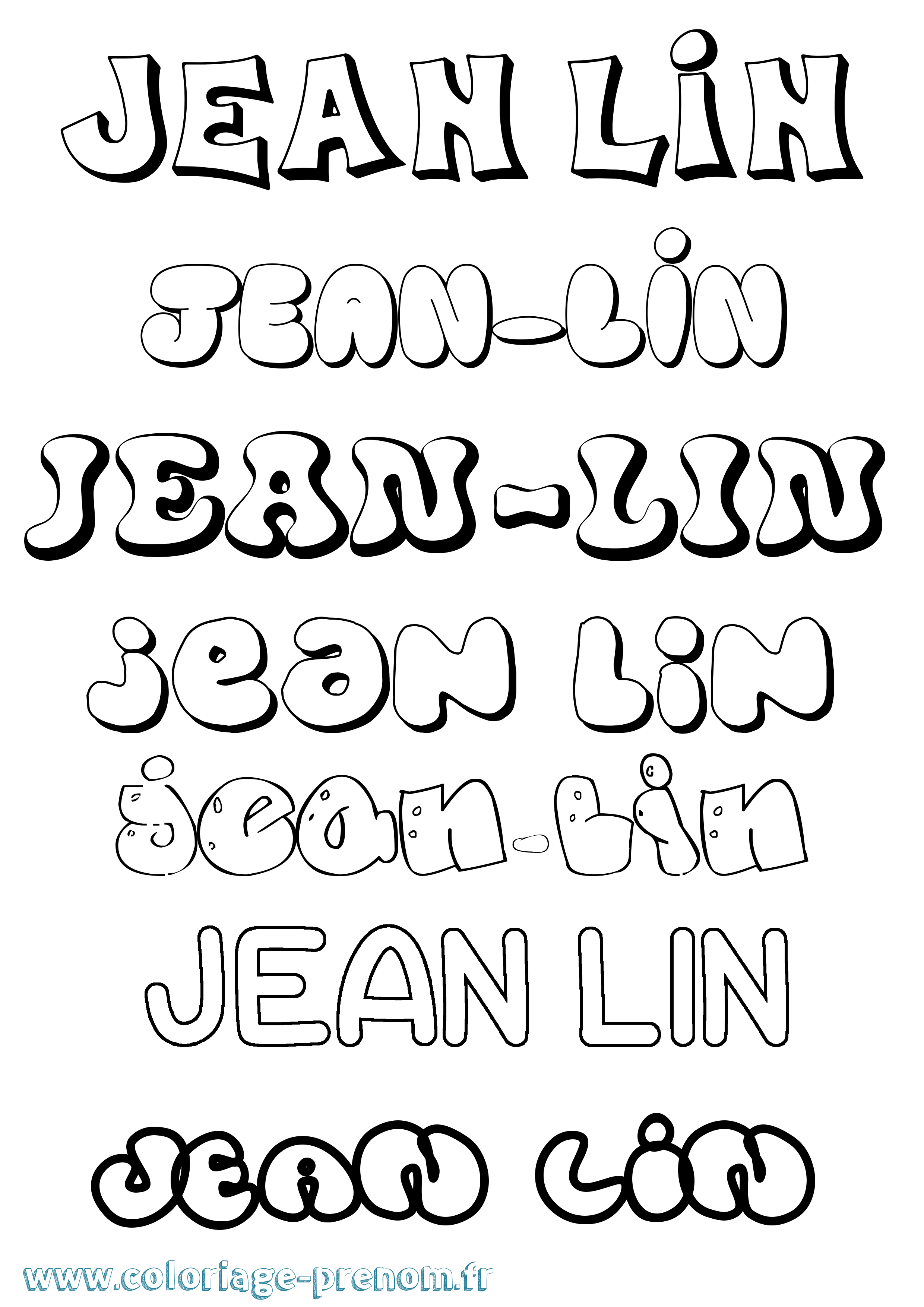 Coloriage Jean-Lin Bubble Coloriage prénom Jean-Lin Bubble