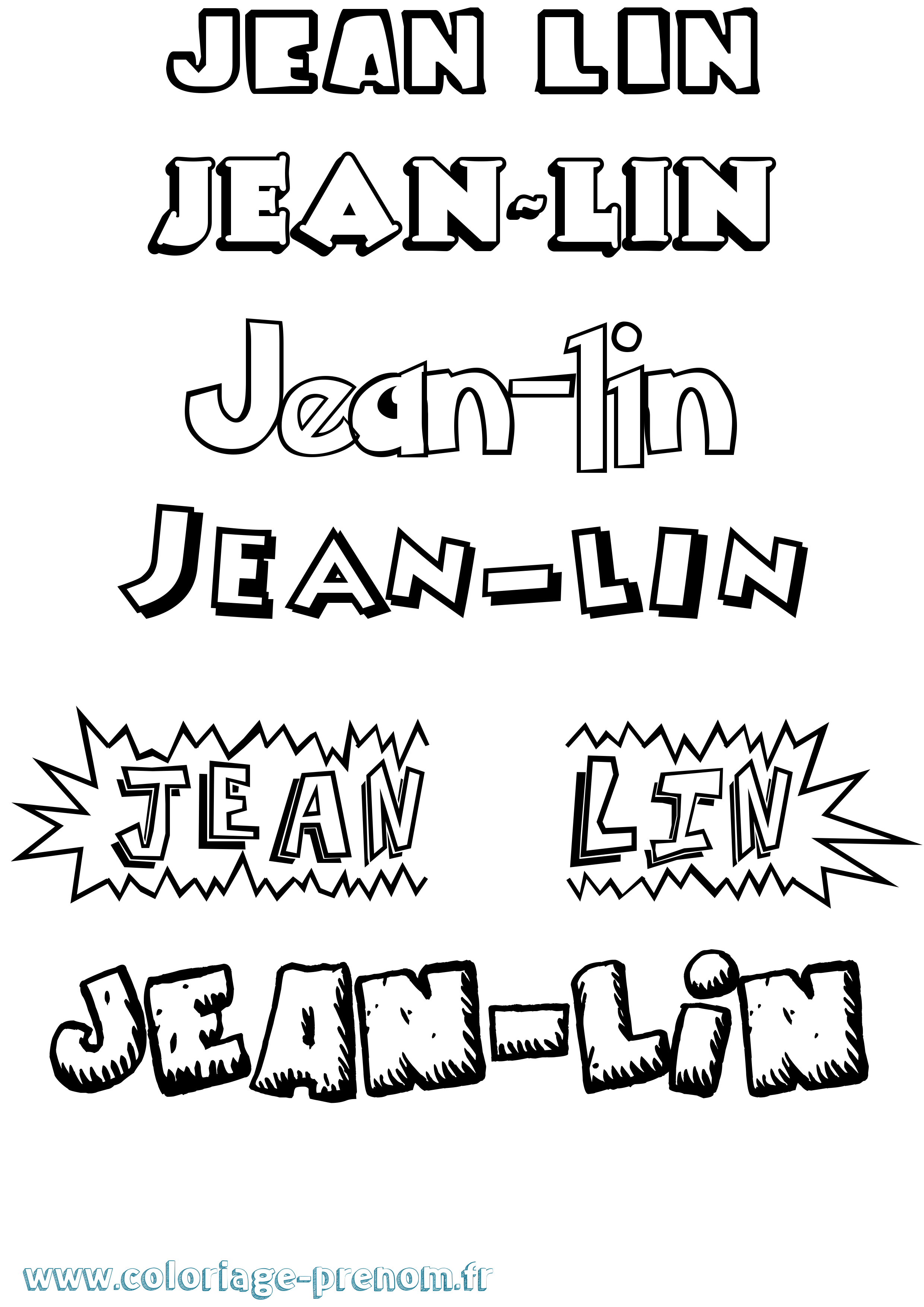 Coloriage Jean-Lin Dessin Animé Coloriage prénom Jean-Lin Dessin Animé