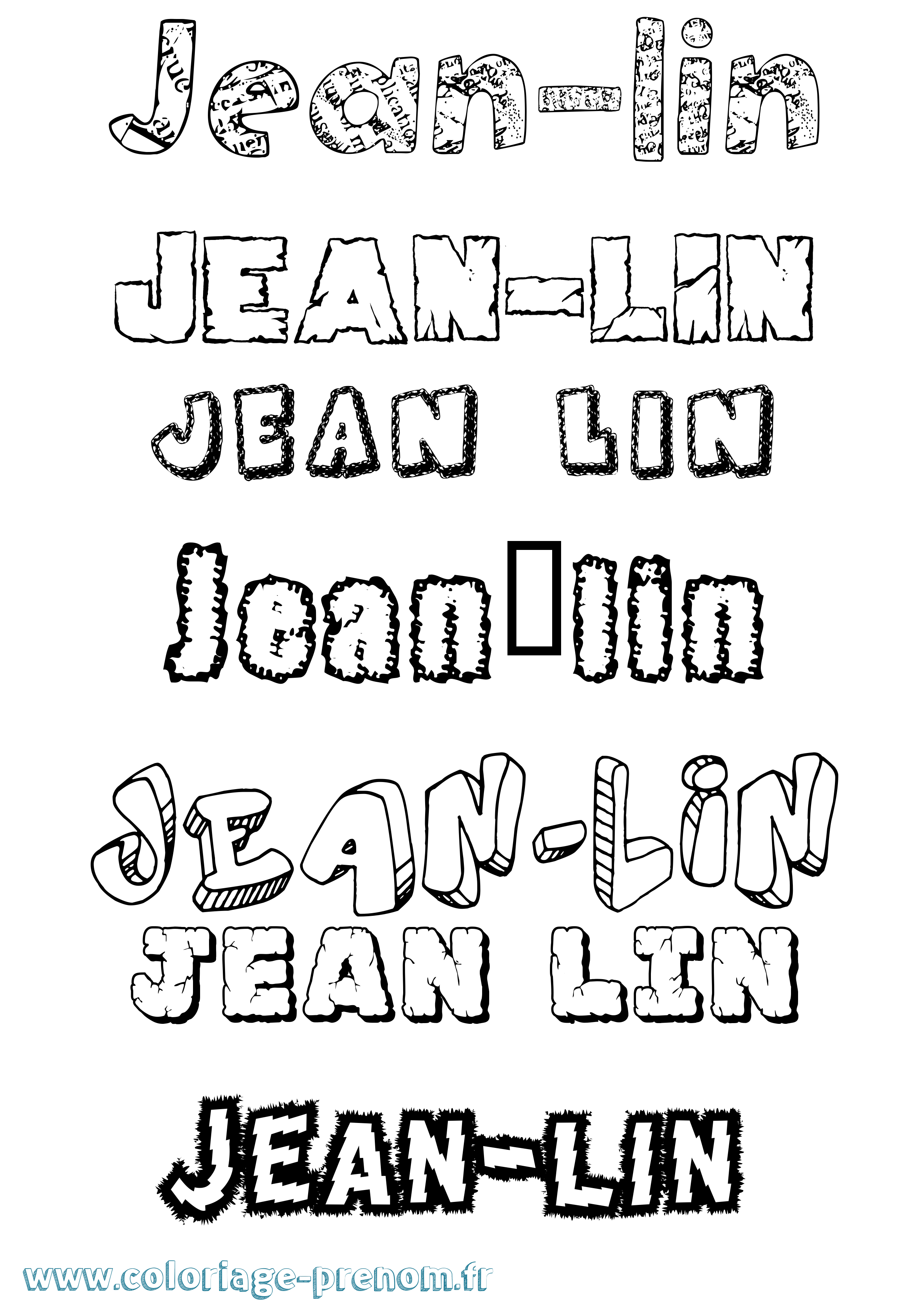 Coloriage Jean-Lin Destructuré Coloriage prénom Jean-Lin Destructuré