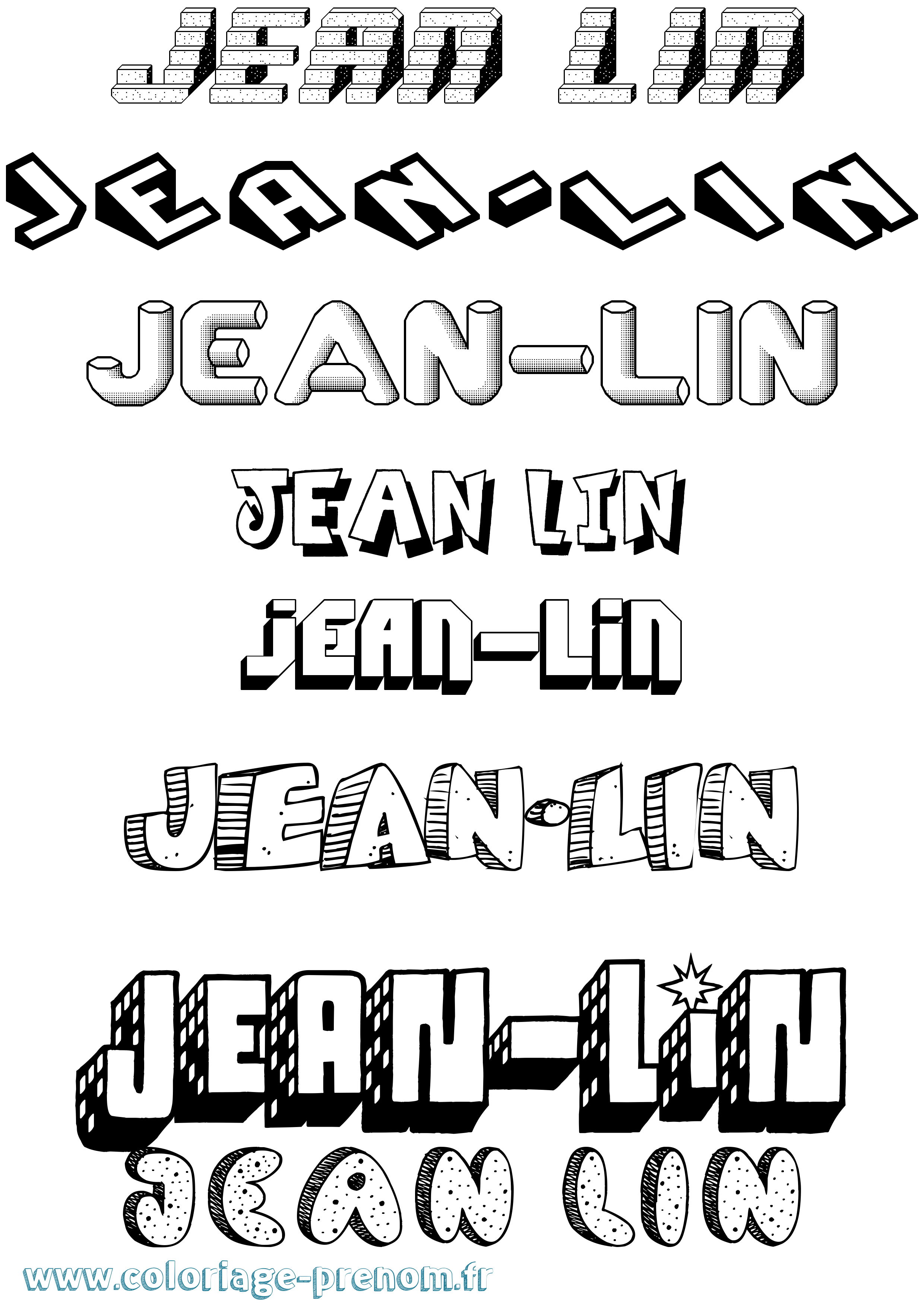 Coloriage Jean-Lin Effet 3D Coloriage prénom Jean-Lin Effet 3D