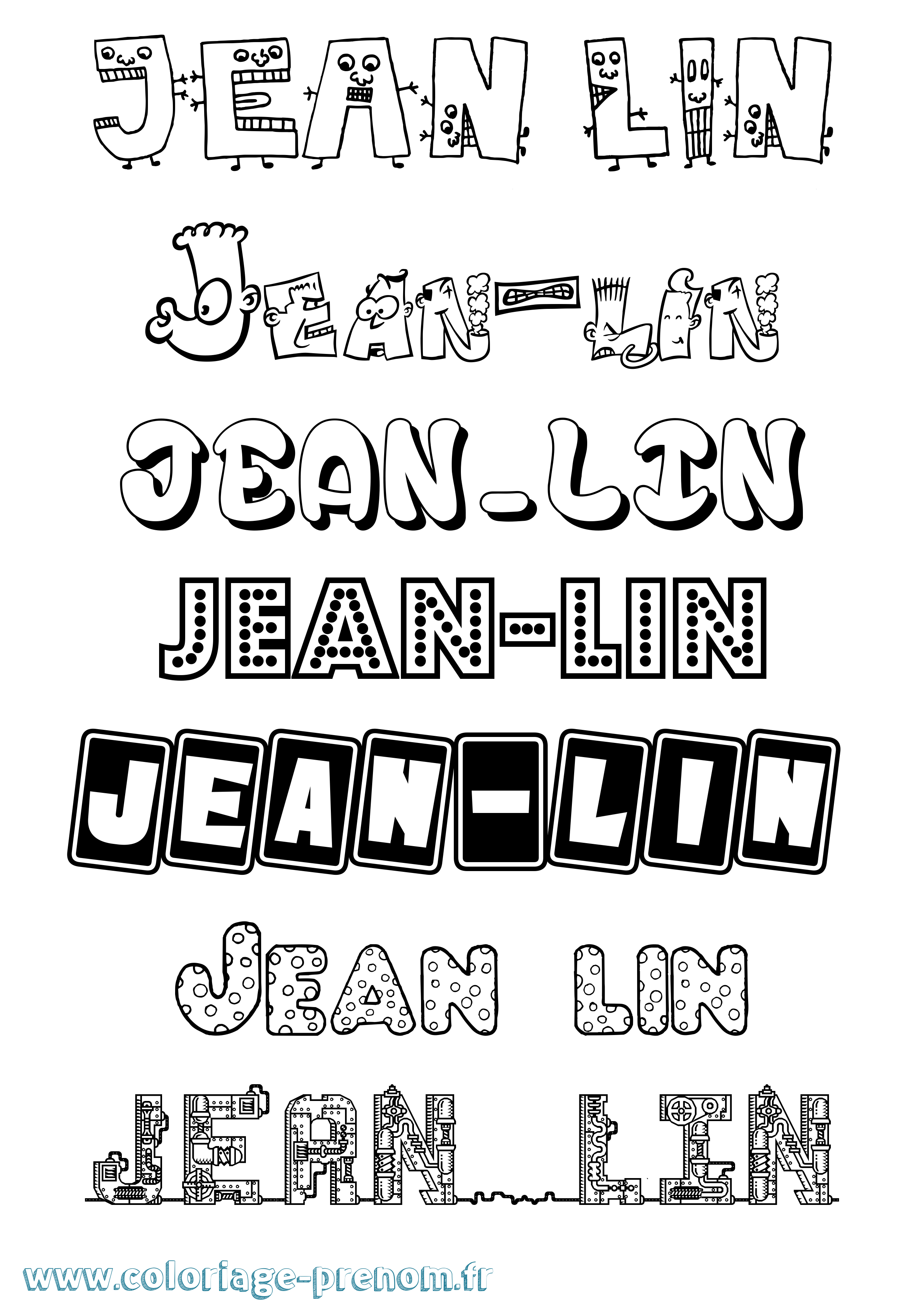 Coloriage Jean-Lin Fun Coloriage prénom Jean-Lin Fun