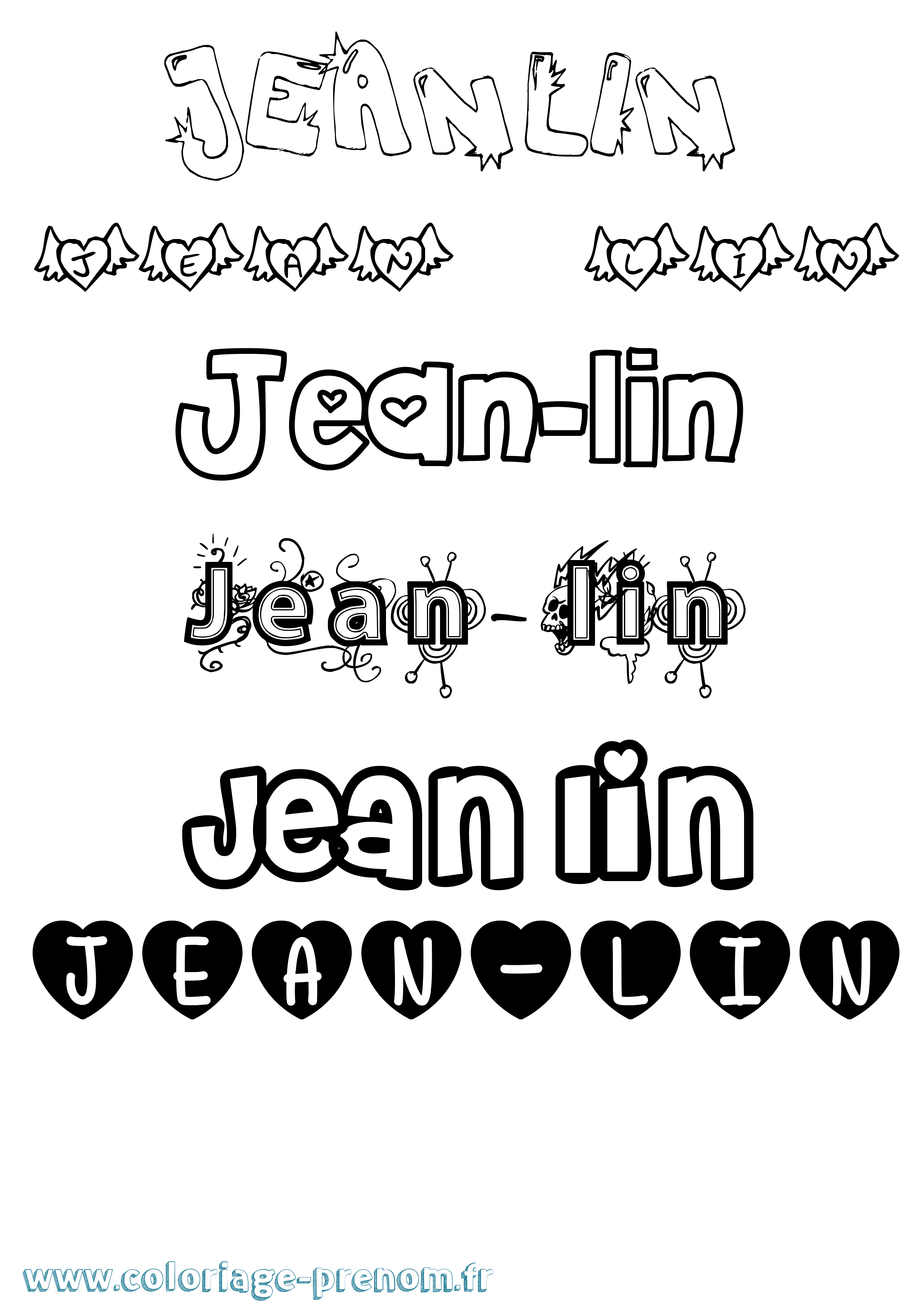 Coloriage Jean-Lin Girly Coloriage prénom Jean-Lin Girly