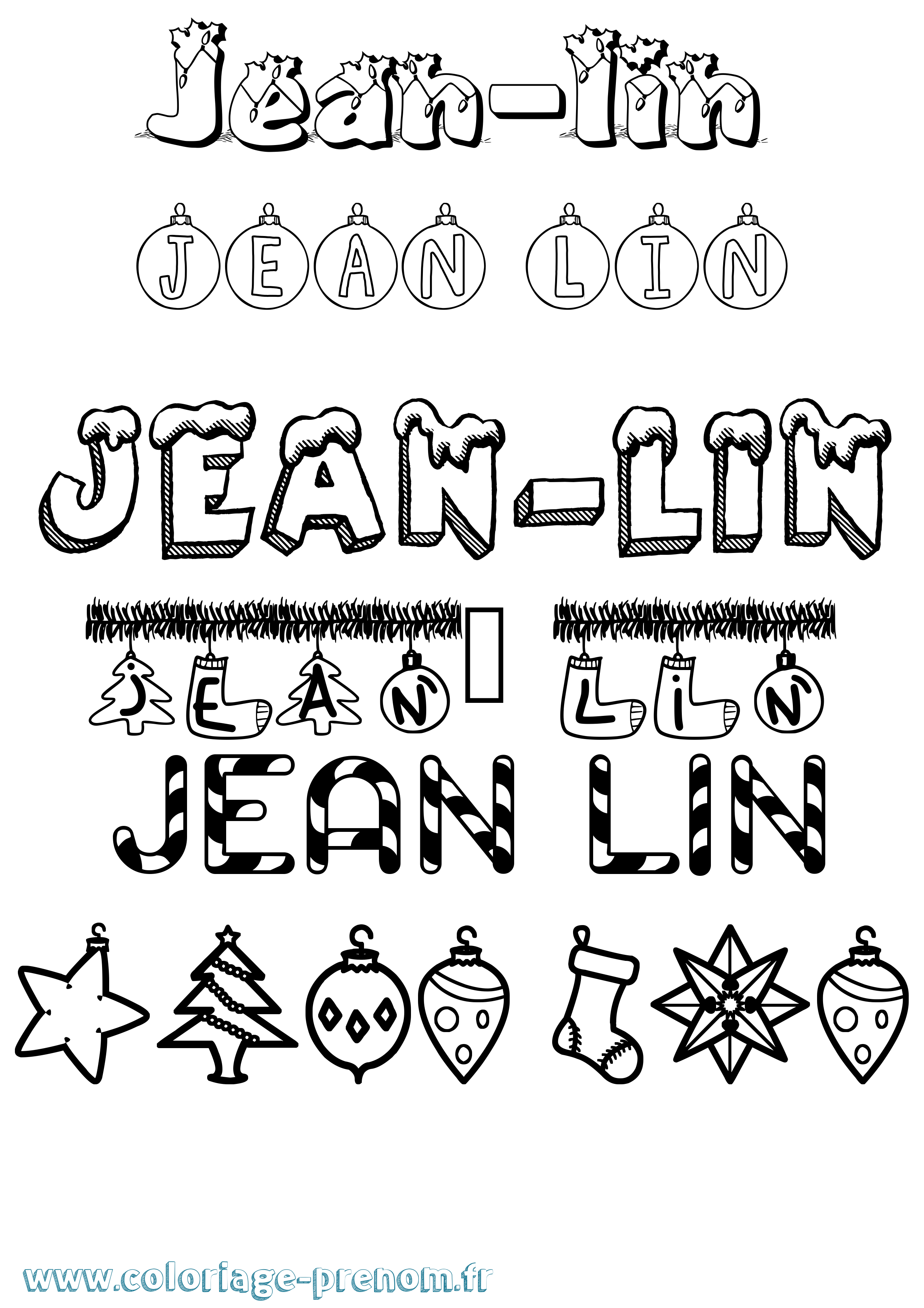 Coloriage Jean-Lin Noël Coloriage prénom Jean-Lin Noël