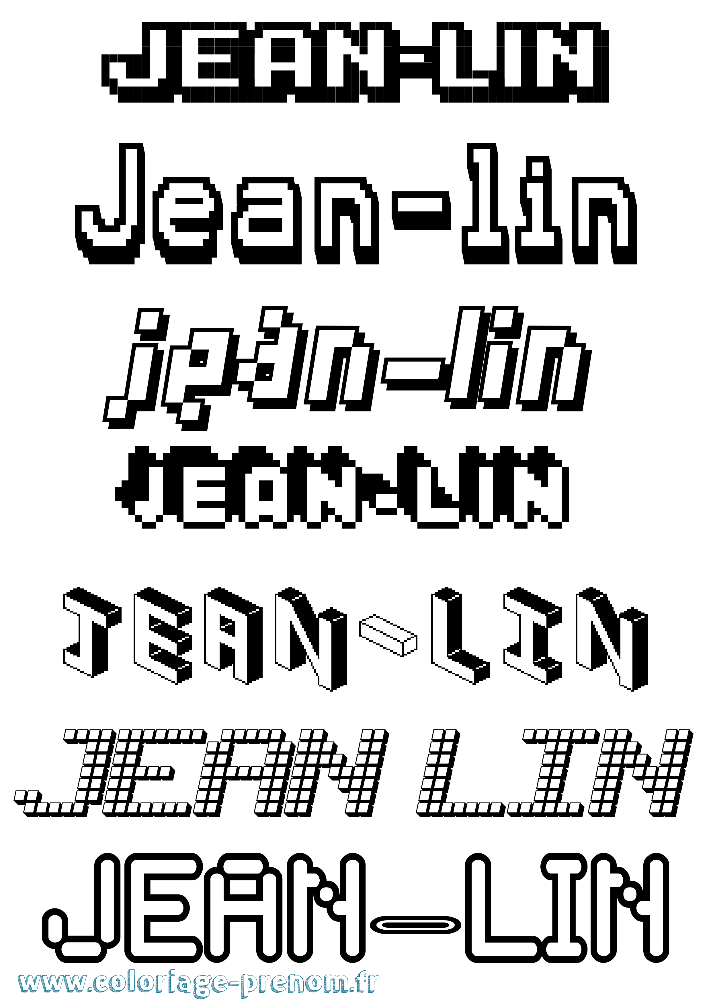 Coloriage Jean-Lin Pixel Coloriage prénom Jean-Lin Pixel