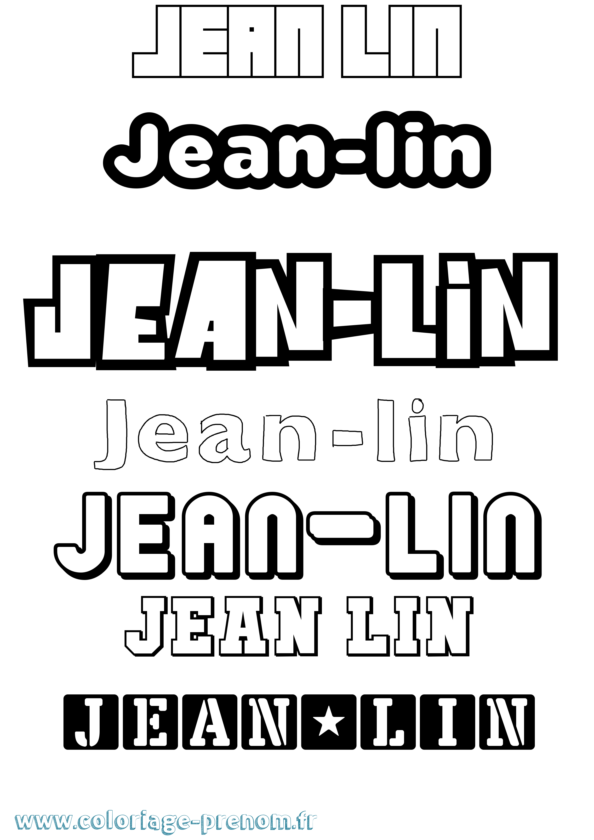 Coloriage Jean-Lin Simple Coloriage prénom Jean-Lin Simple