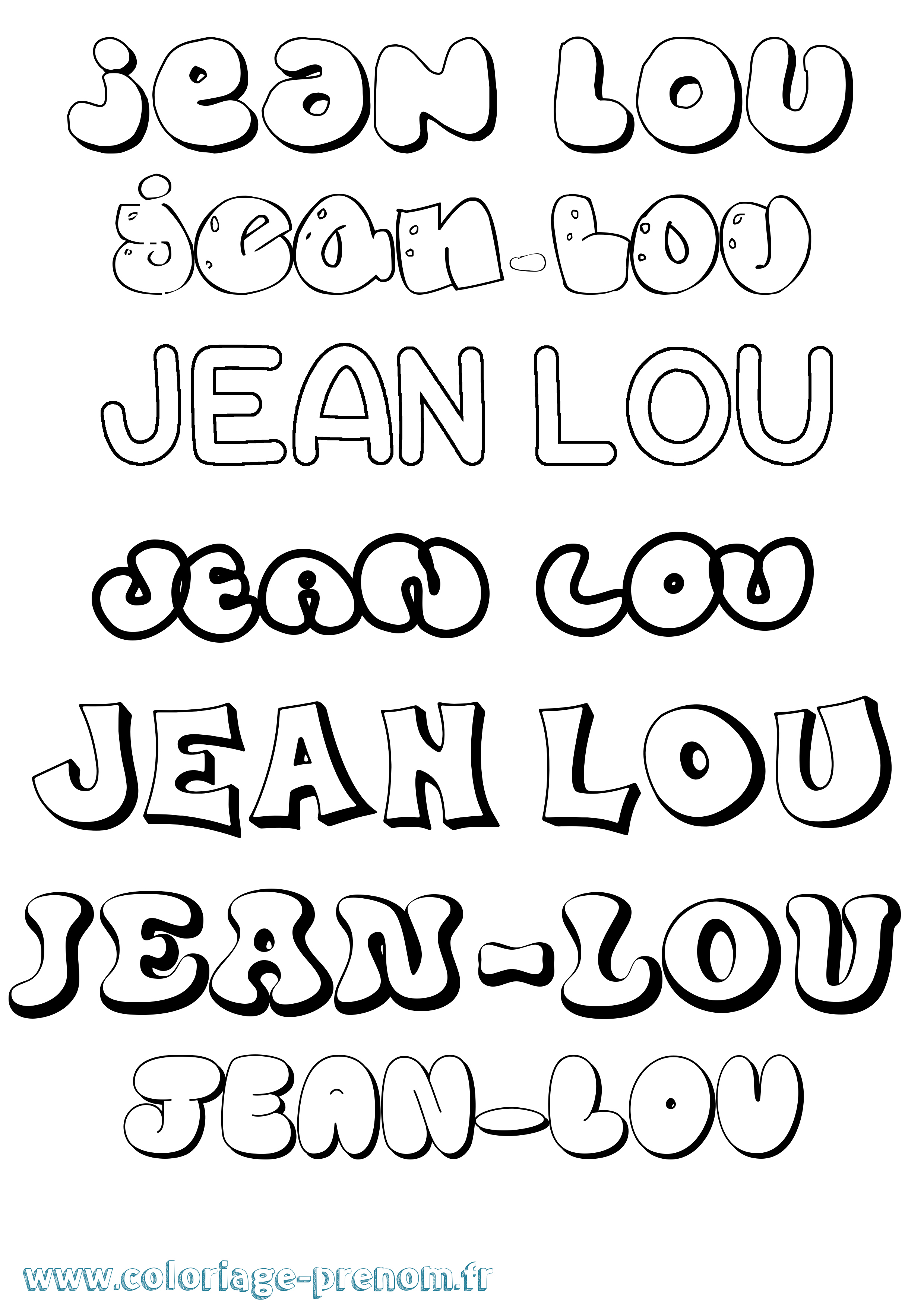 Coloriage Jean-Lou Bubble Coloriage prénom Jean-Lou Bubble