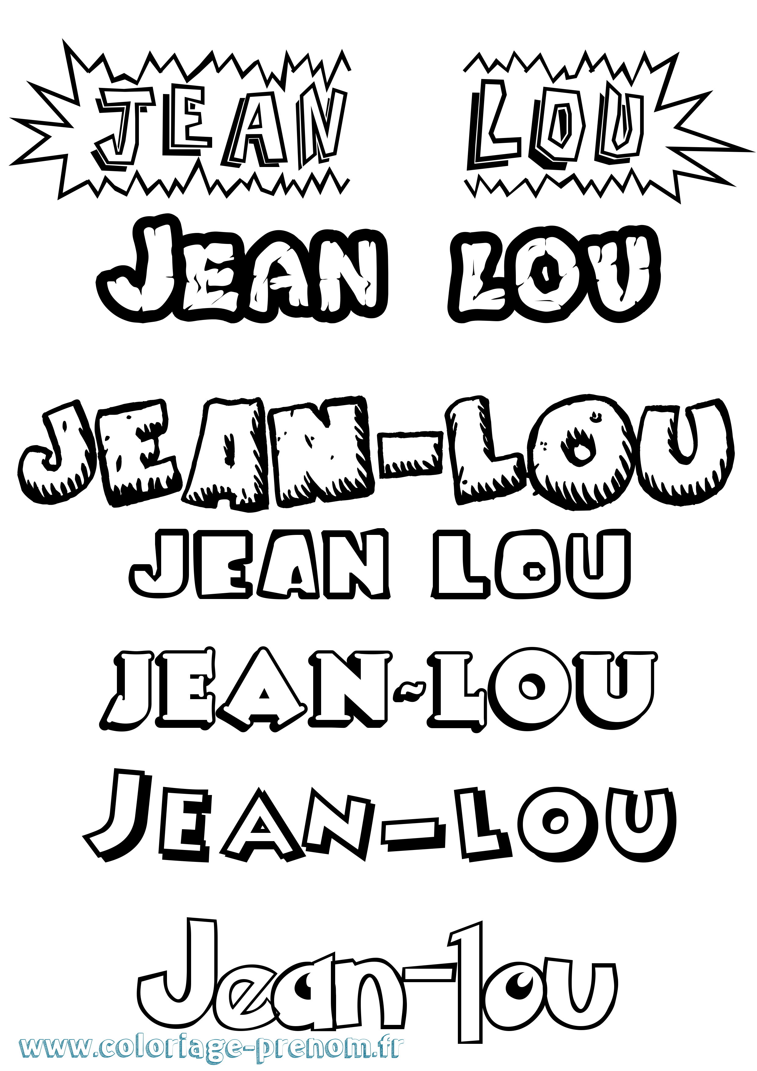 Coloriage Jean-Lou Dessin Animé Coloriage prénom Jean-Lou Dessin Animé