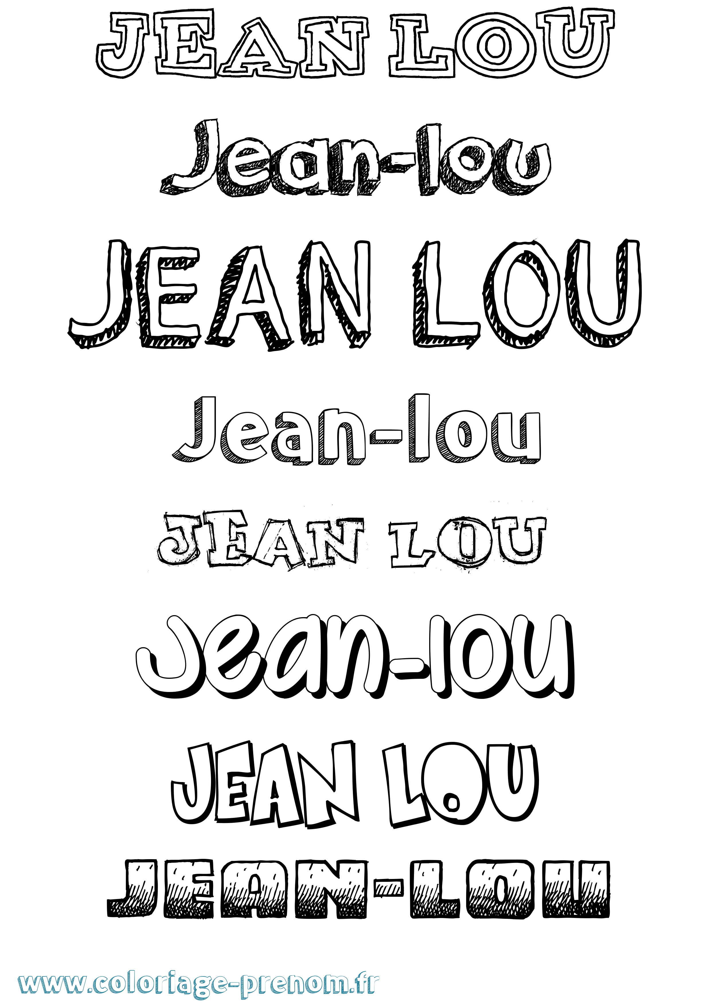 Coloriage Jean-Lou Dessiné Coloriage prénom Jean-Lou Dessiné