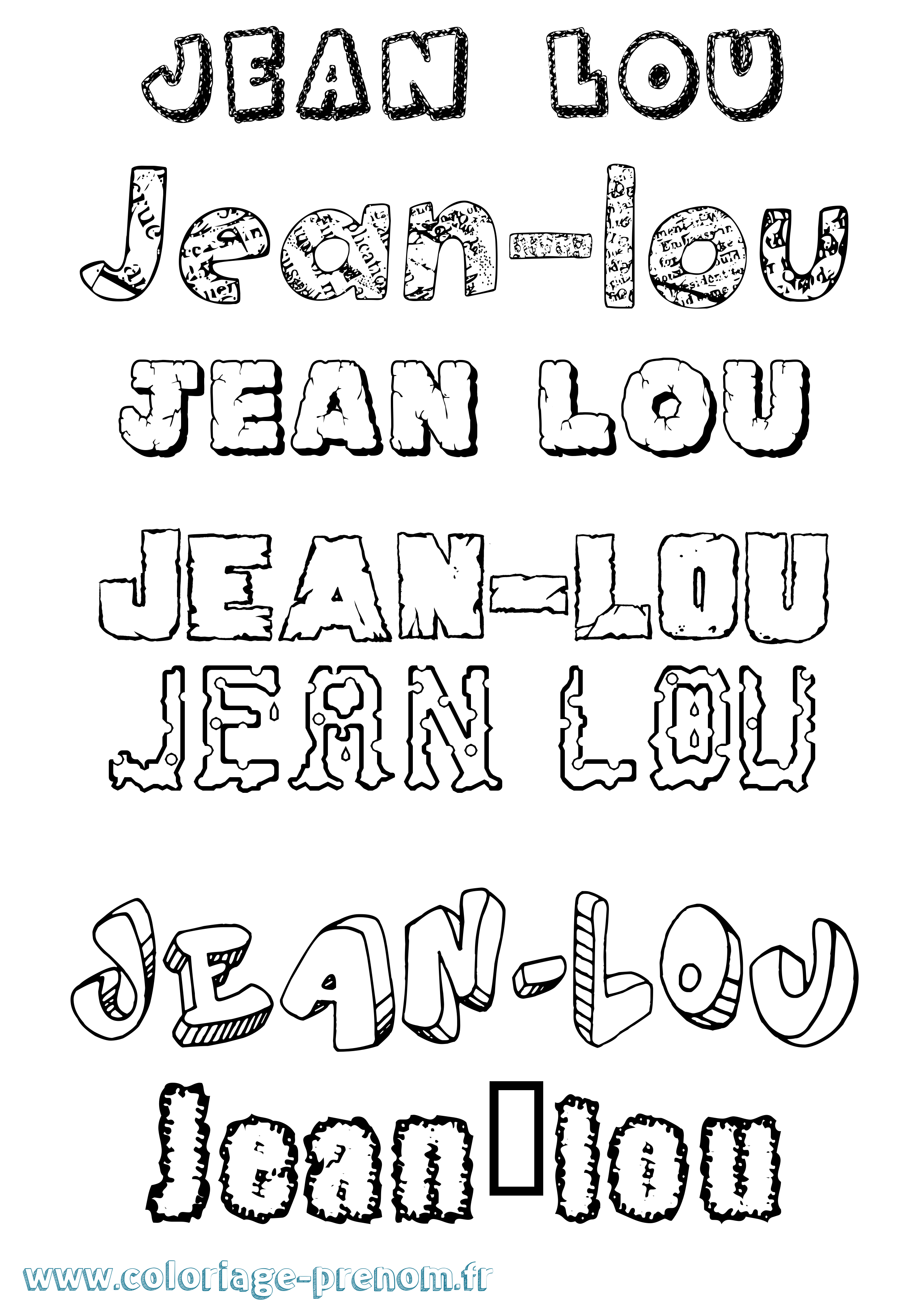 Coloriage Jean-Lou Destructuré Coloriage prénom Jean-Lou Destructuré