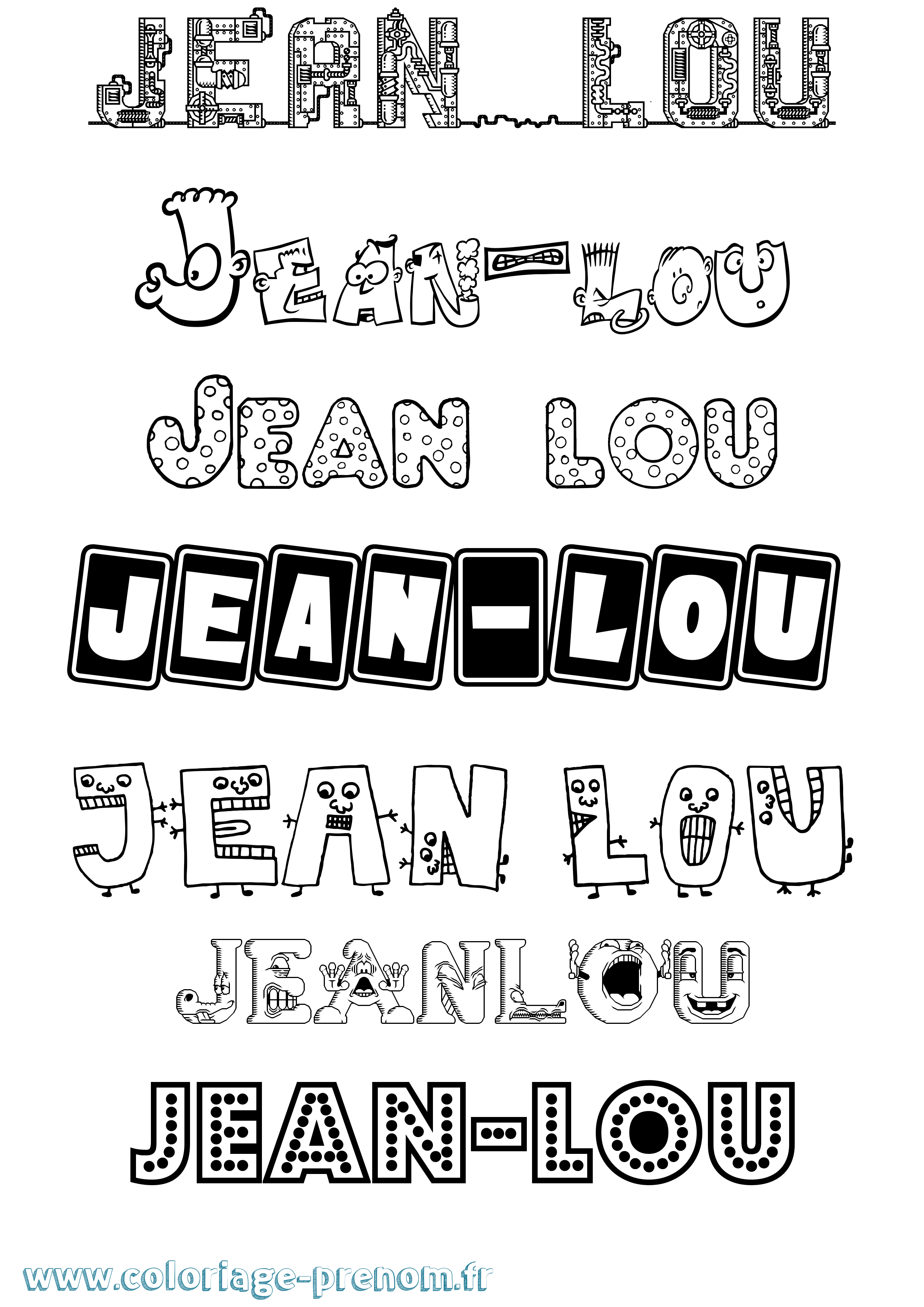 Coloriage Jean-Lou Fun Coloriage prénom Jean-Lou Fun
