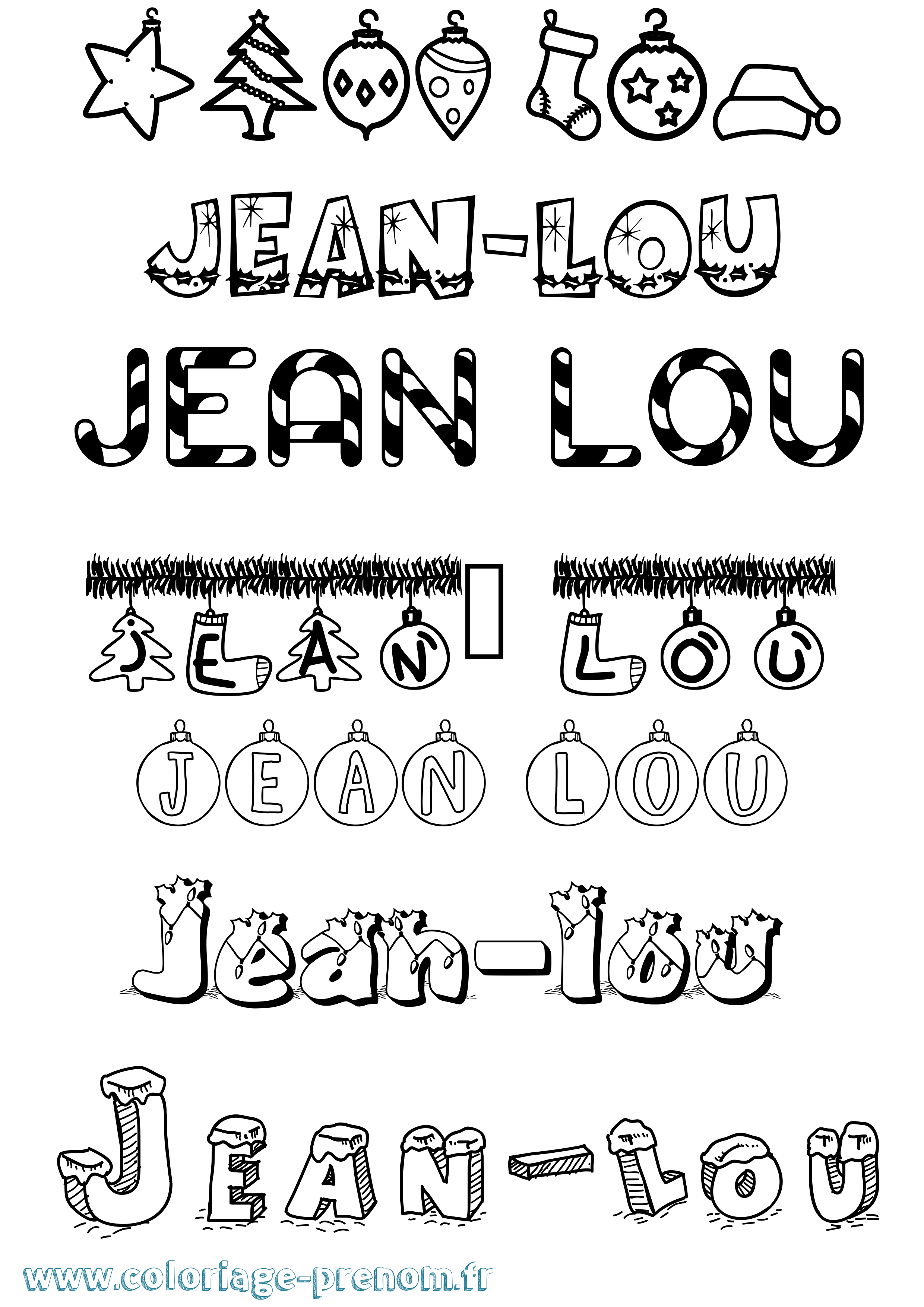 Coloriage Jean-Lou Noël Coloriage prénom Jean-Lou Noël