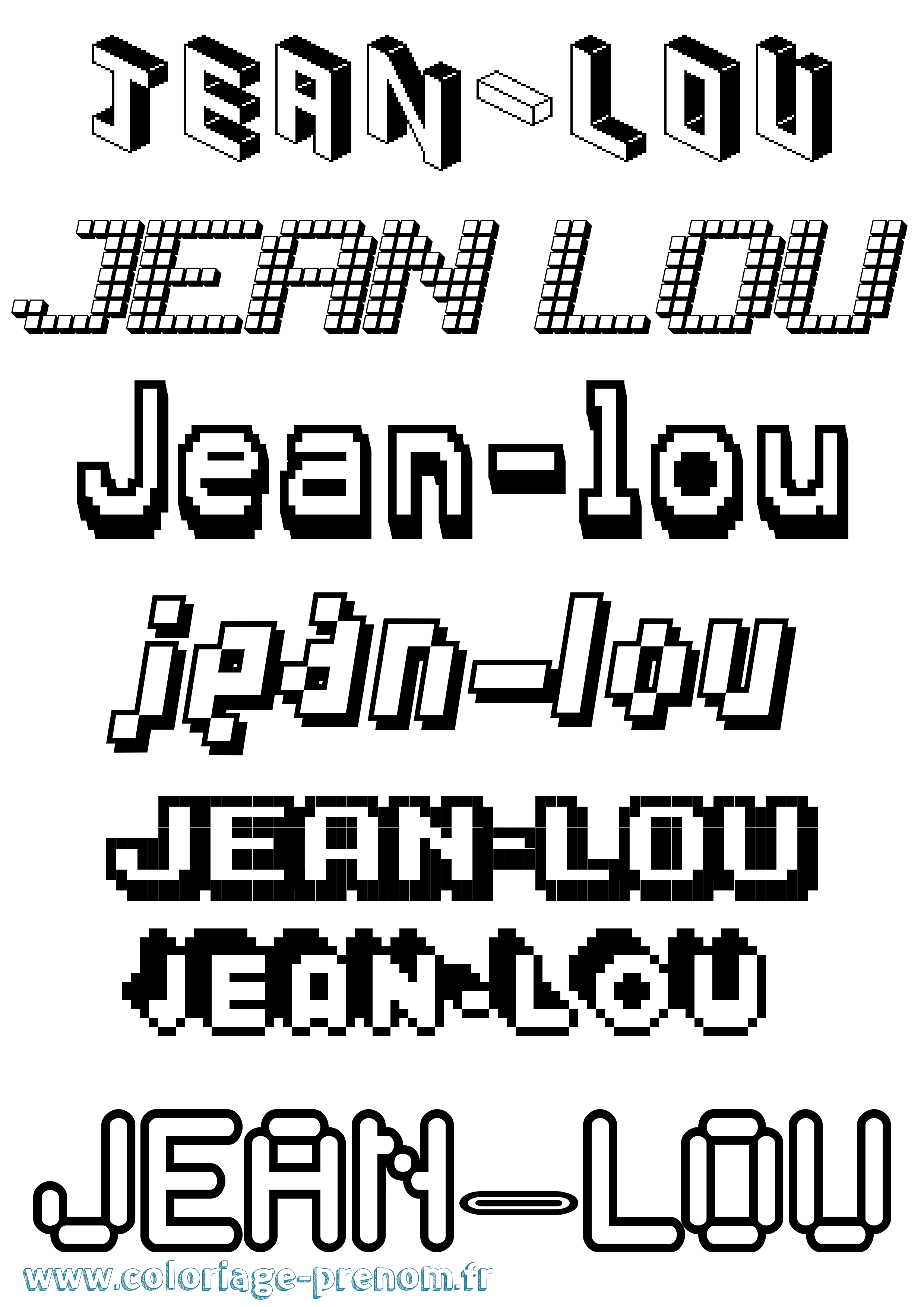 Coloriage Jean-Lou Pixel Coloriage prénom Jean-Lou Pixel