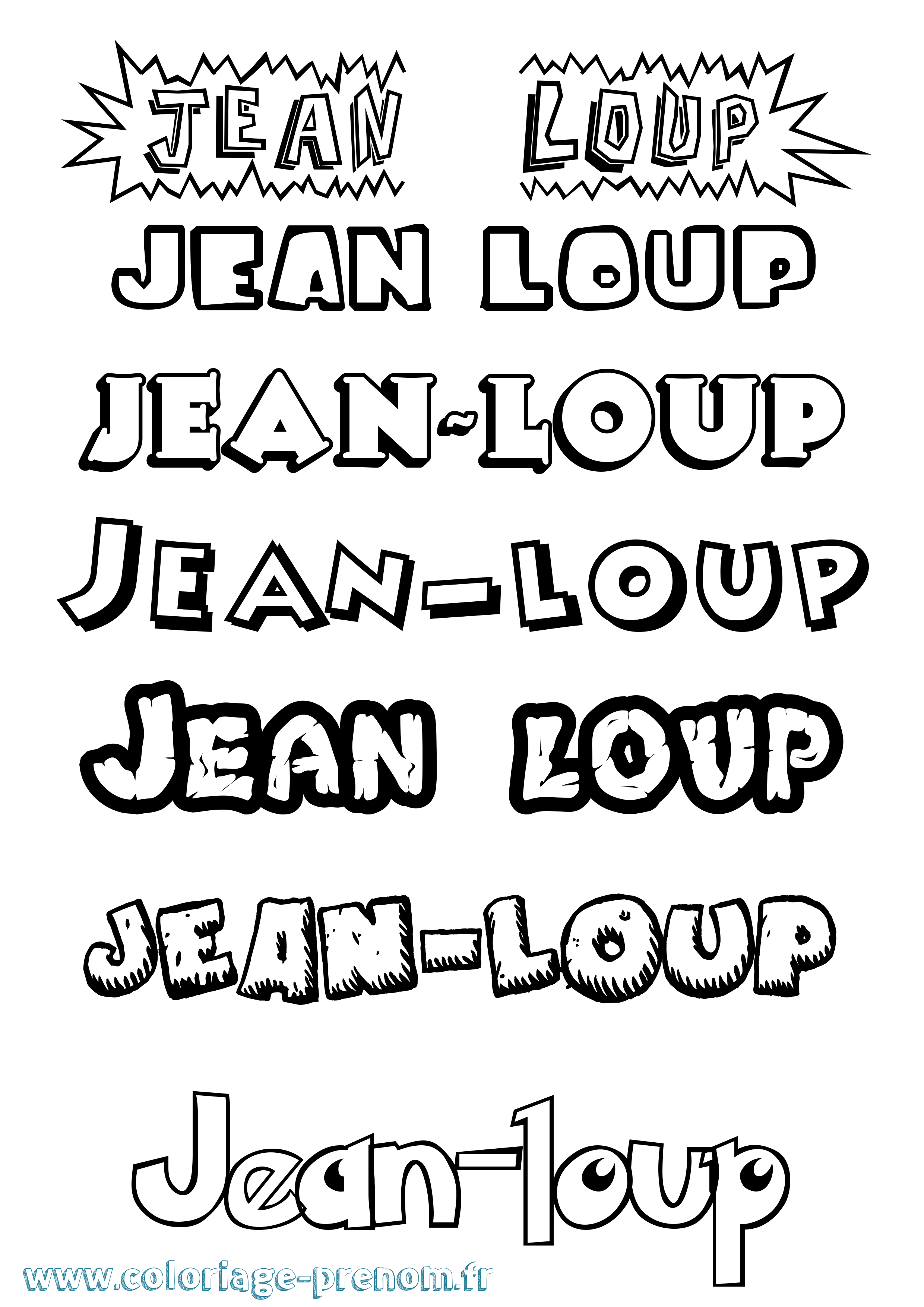 Coloriage Jean-Loup Dessin Animé Coloriage prénom Jean-Loup Dessin Animé