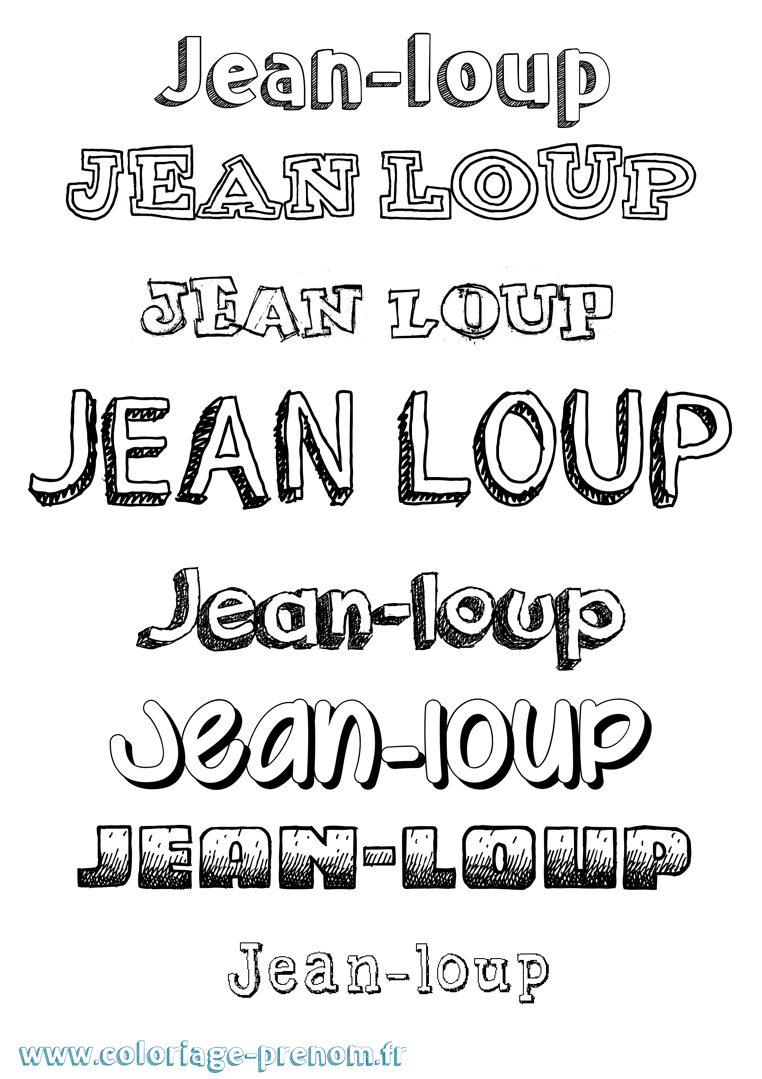 Coloriage Jean-Loup Dessiné Coloriage prénom Jean-Loup Dessiné