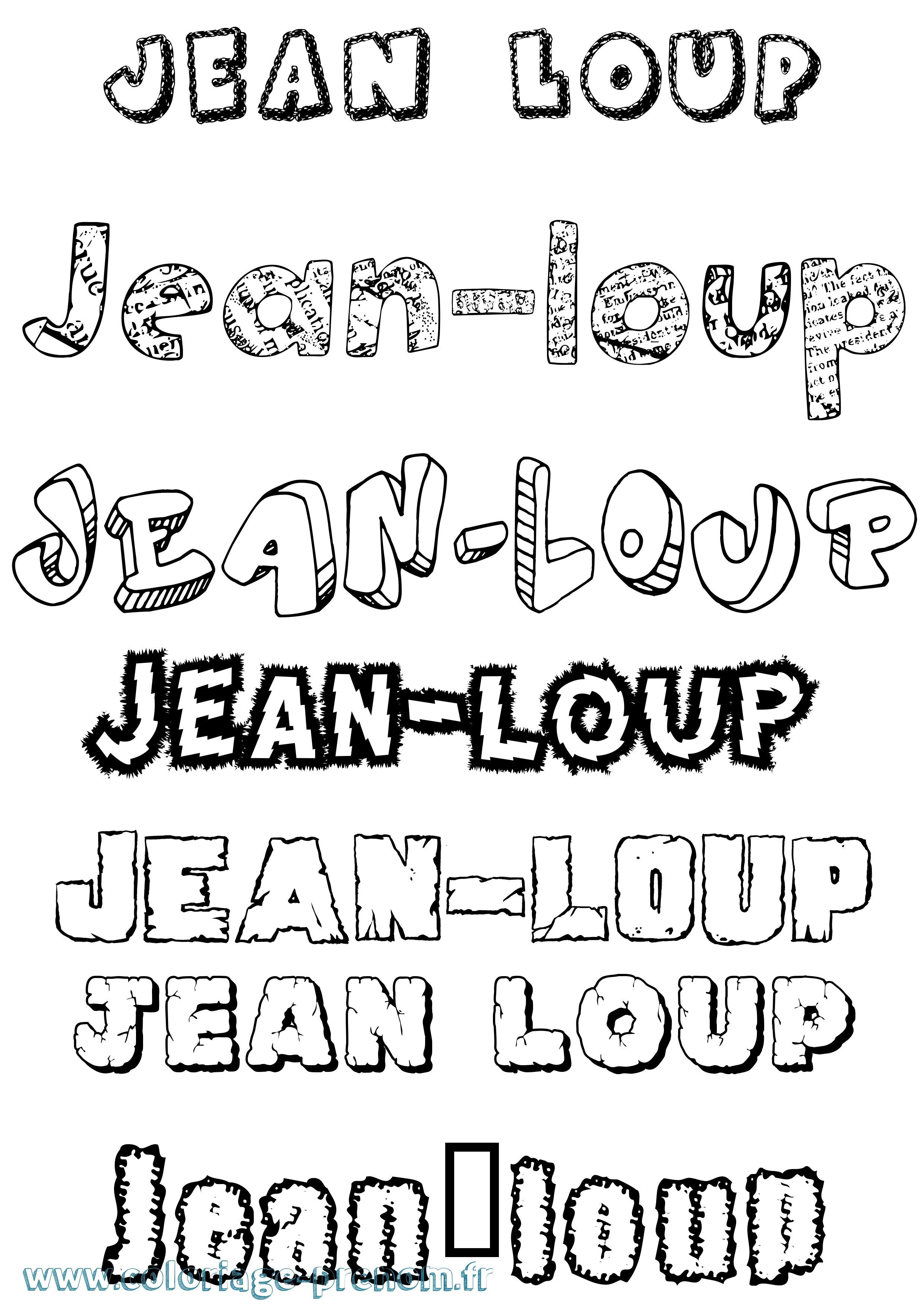 Coloriage Jean-Loup Destructuré Coloriage prénom Jean-Loup Destructuré
