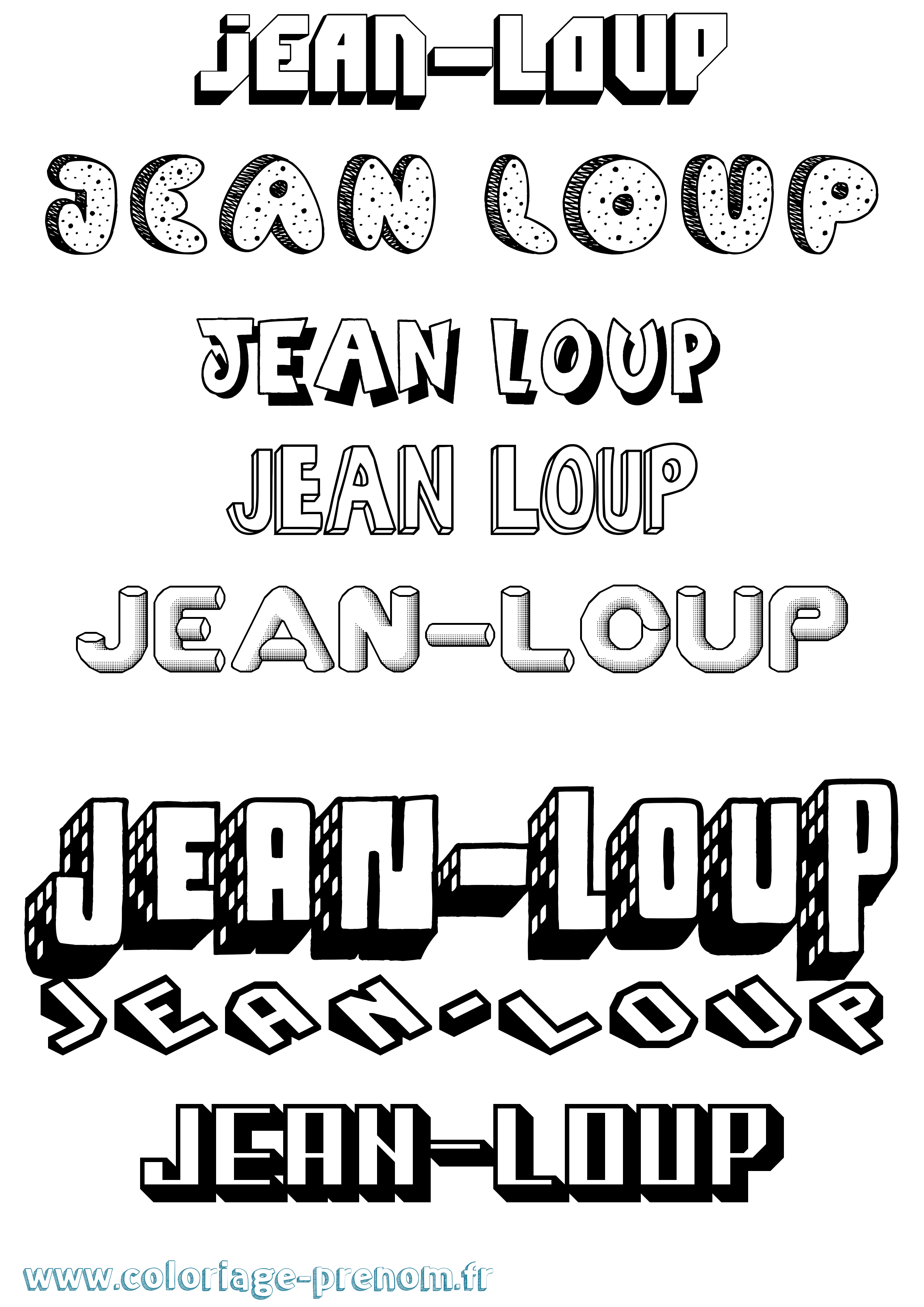 Coloriage Jean-Loup Effet 3D Coloriage prénom Jean-Loup Effet 3D