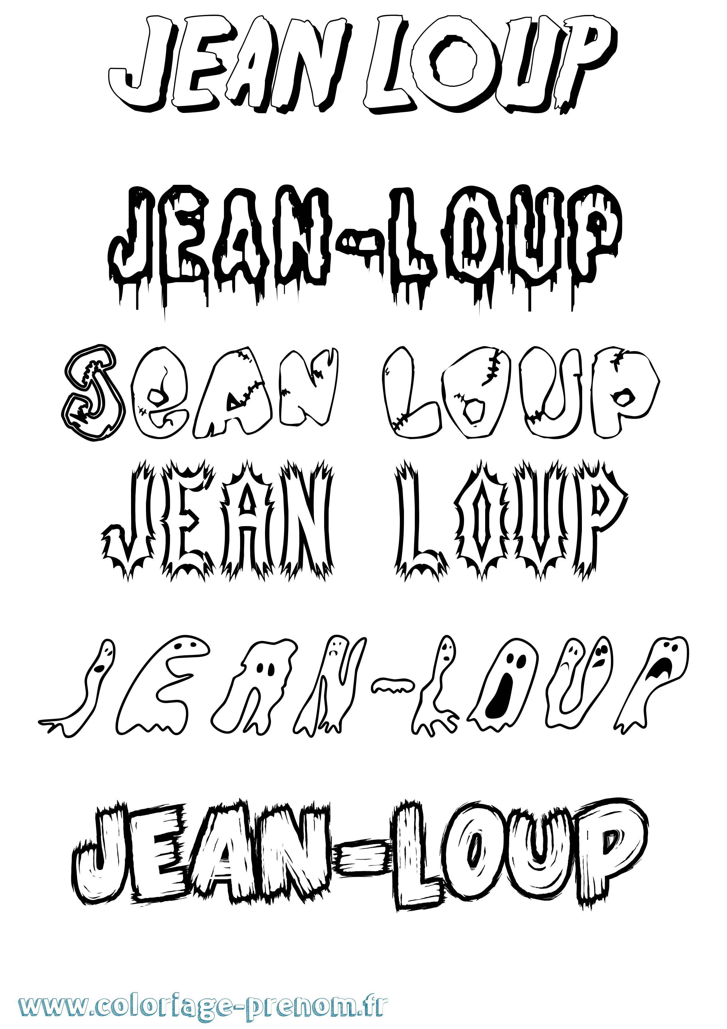 Coloriage Jean-Loup Frisson Coloriage prénom Jean-Loup Frisson