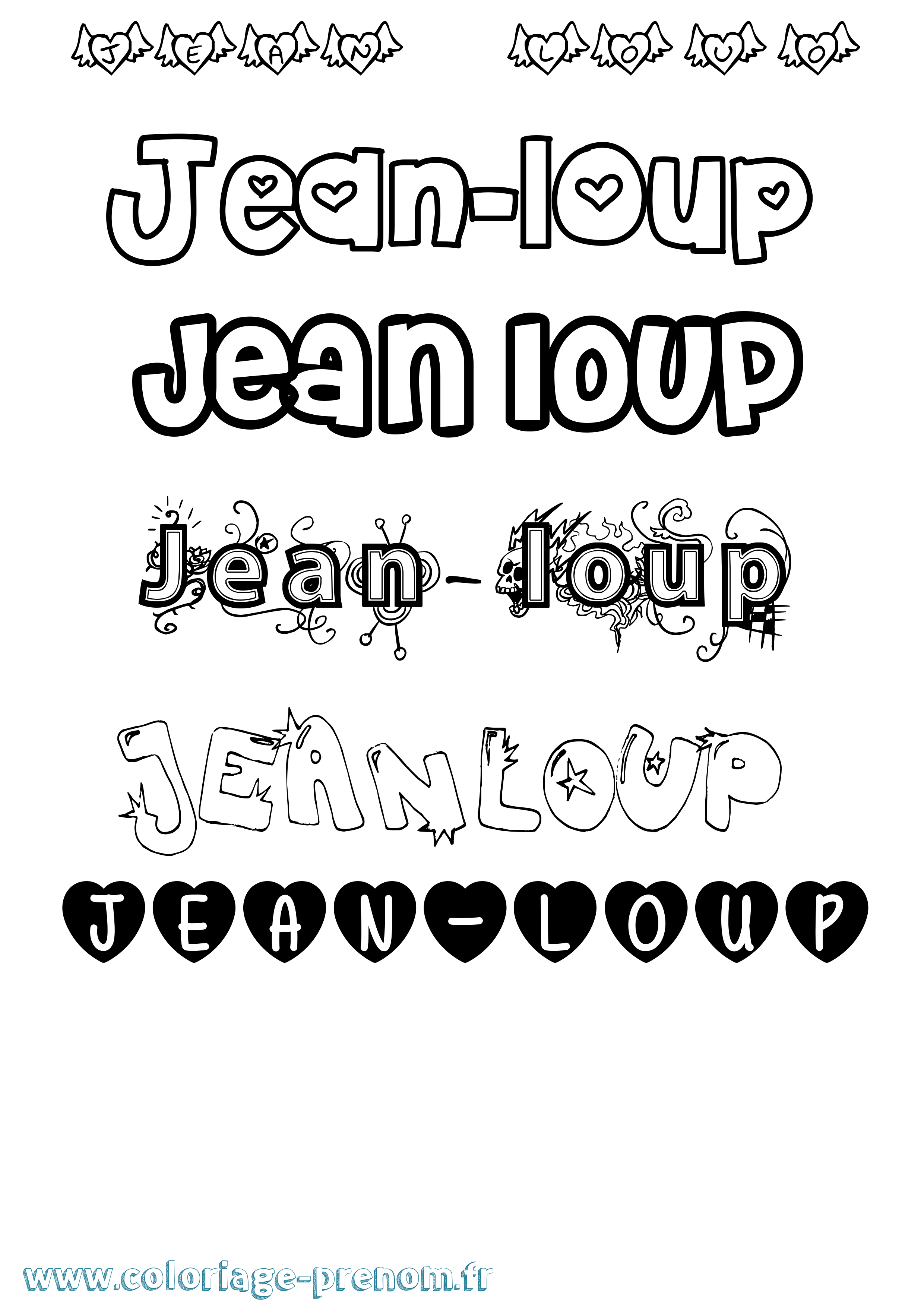 Coloriage Jean-Loup Girly Coloriage prénom Jean-Loup Girly
