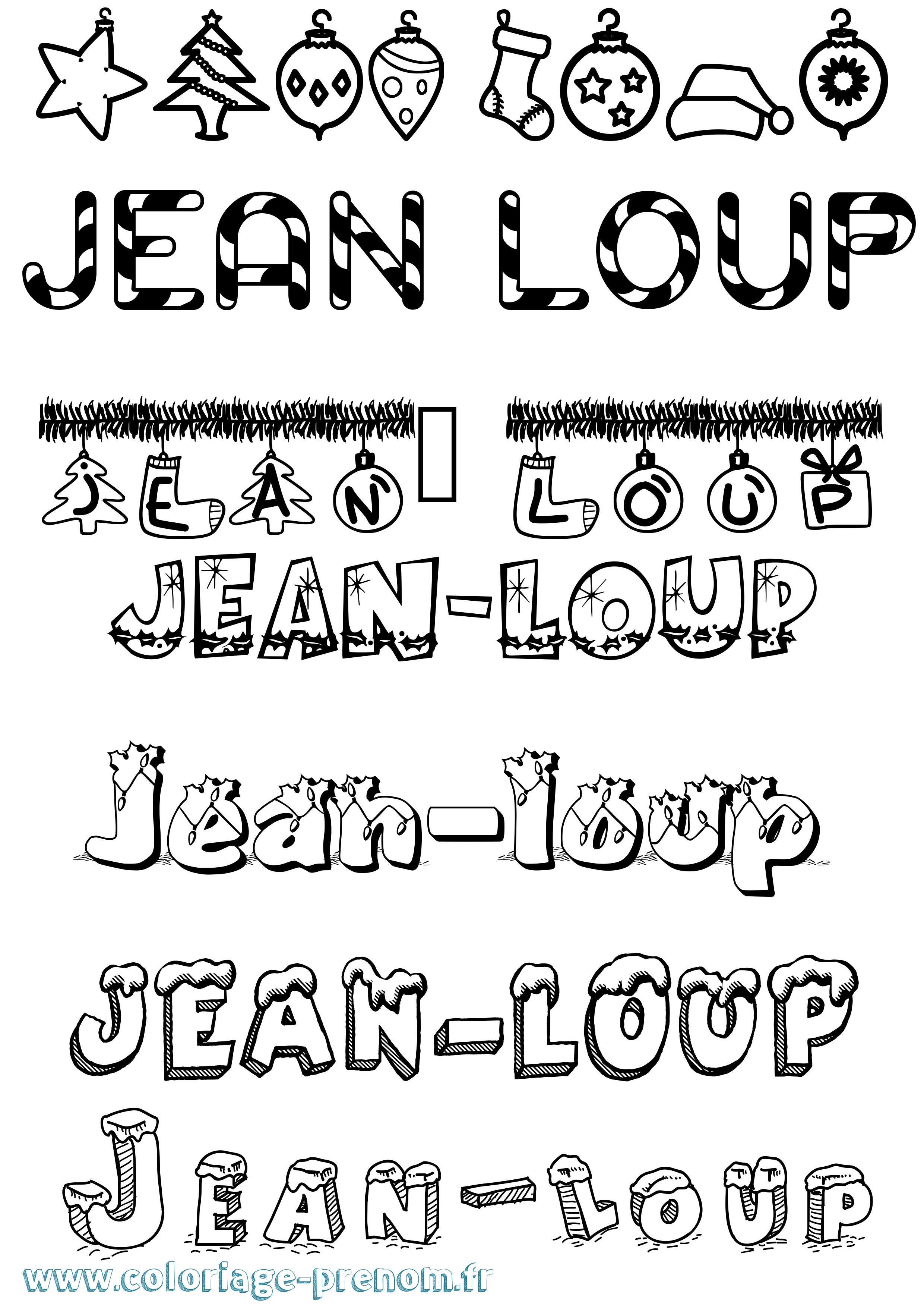 Coloriage Jean-Loup Noël Coloriage prénom Jean-Loup Noël