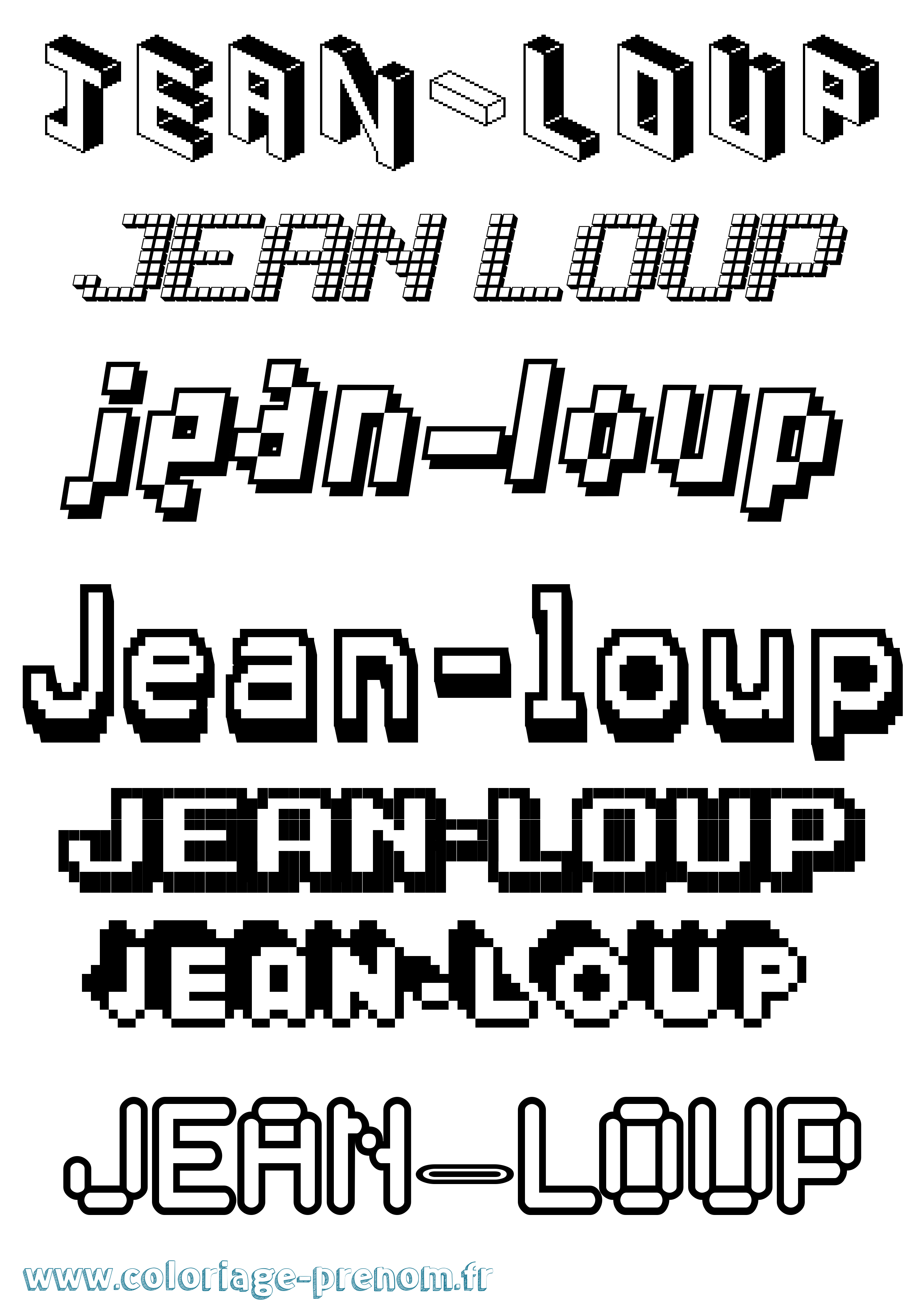 Coloriage Jean-Loup Pixel Coloriage prénom Jean-Loup Pixel