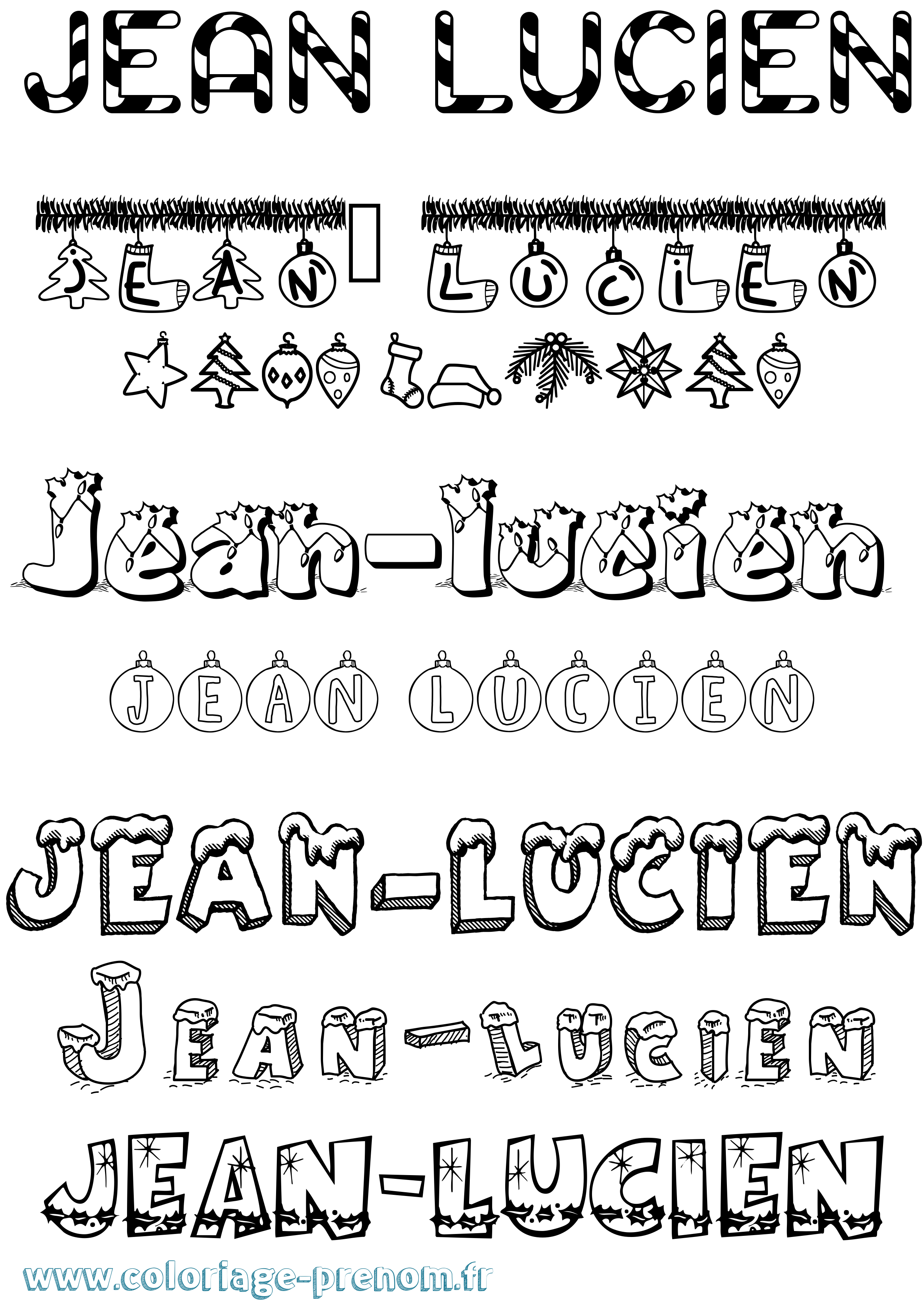 Coloriage Jean-Lucien Noël Coloriage prénom Jean-Lucien Noël