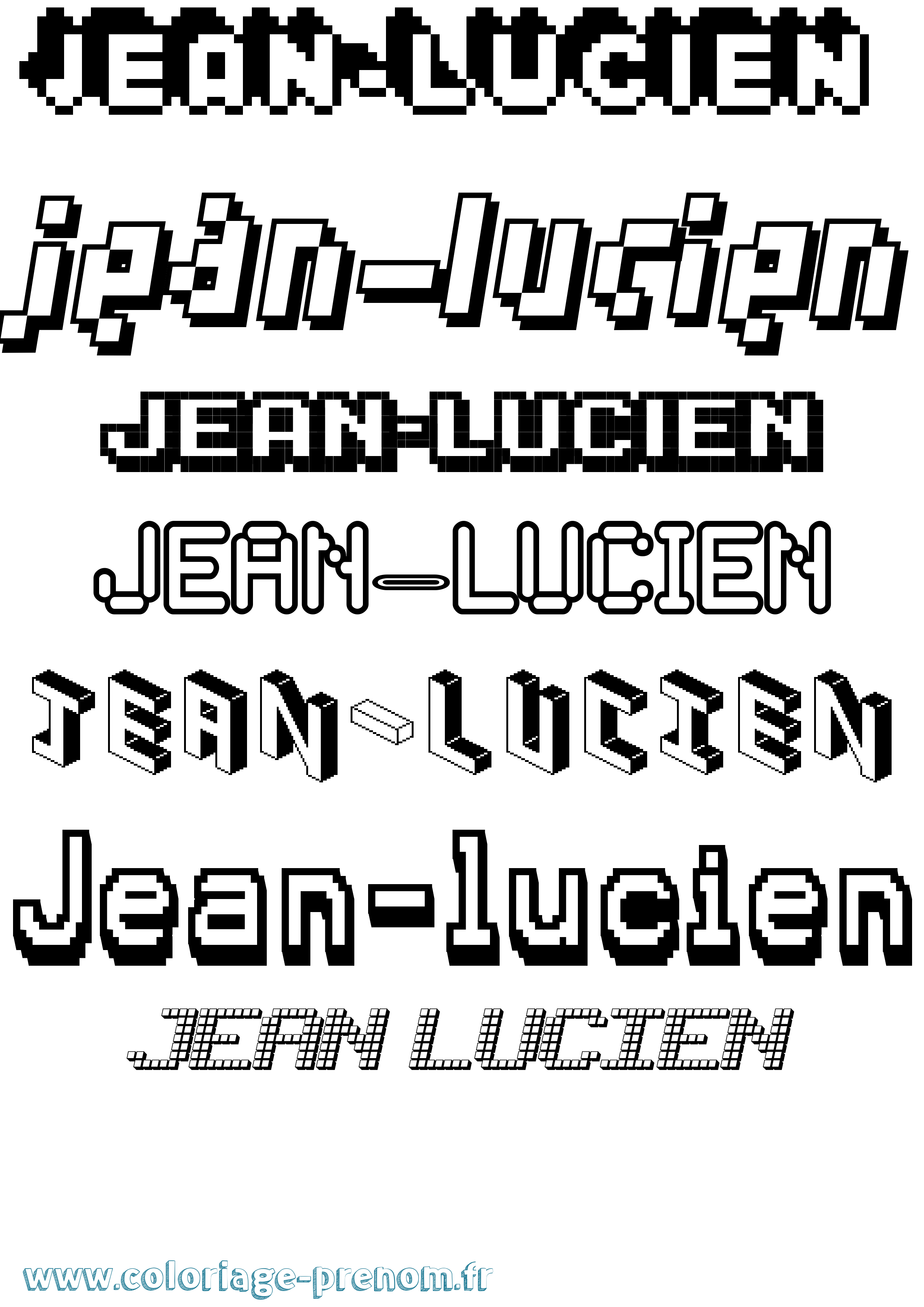Coloriage Jean-Lucien Pixel Coloriage prénom Jean-Lucien Pixel