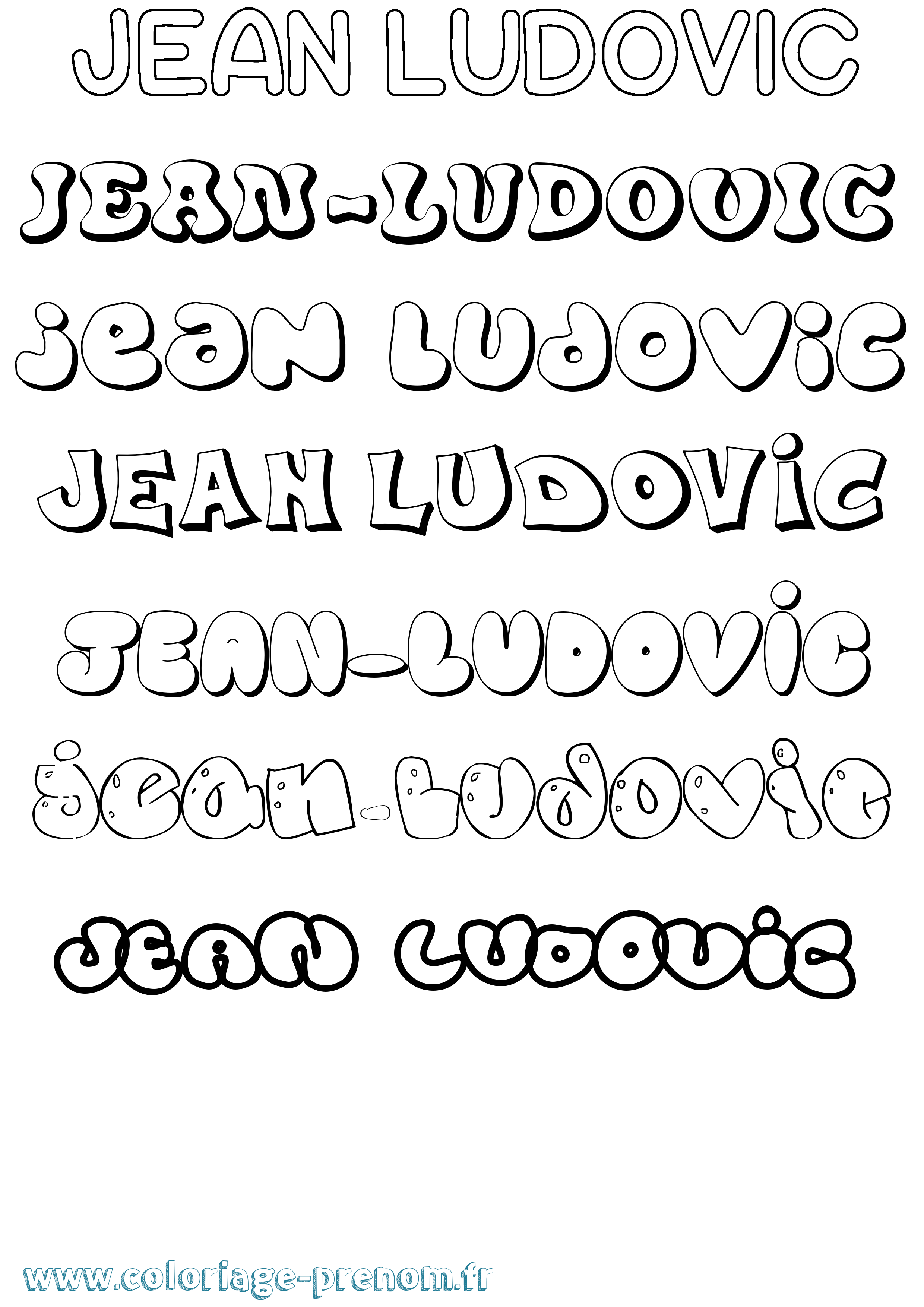 Coloriage Jean-Ludovic Bubble Coloriage prénom Jean-Ludovic Bubble