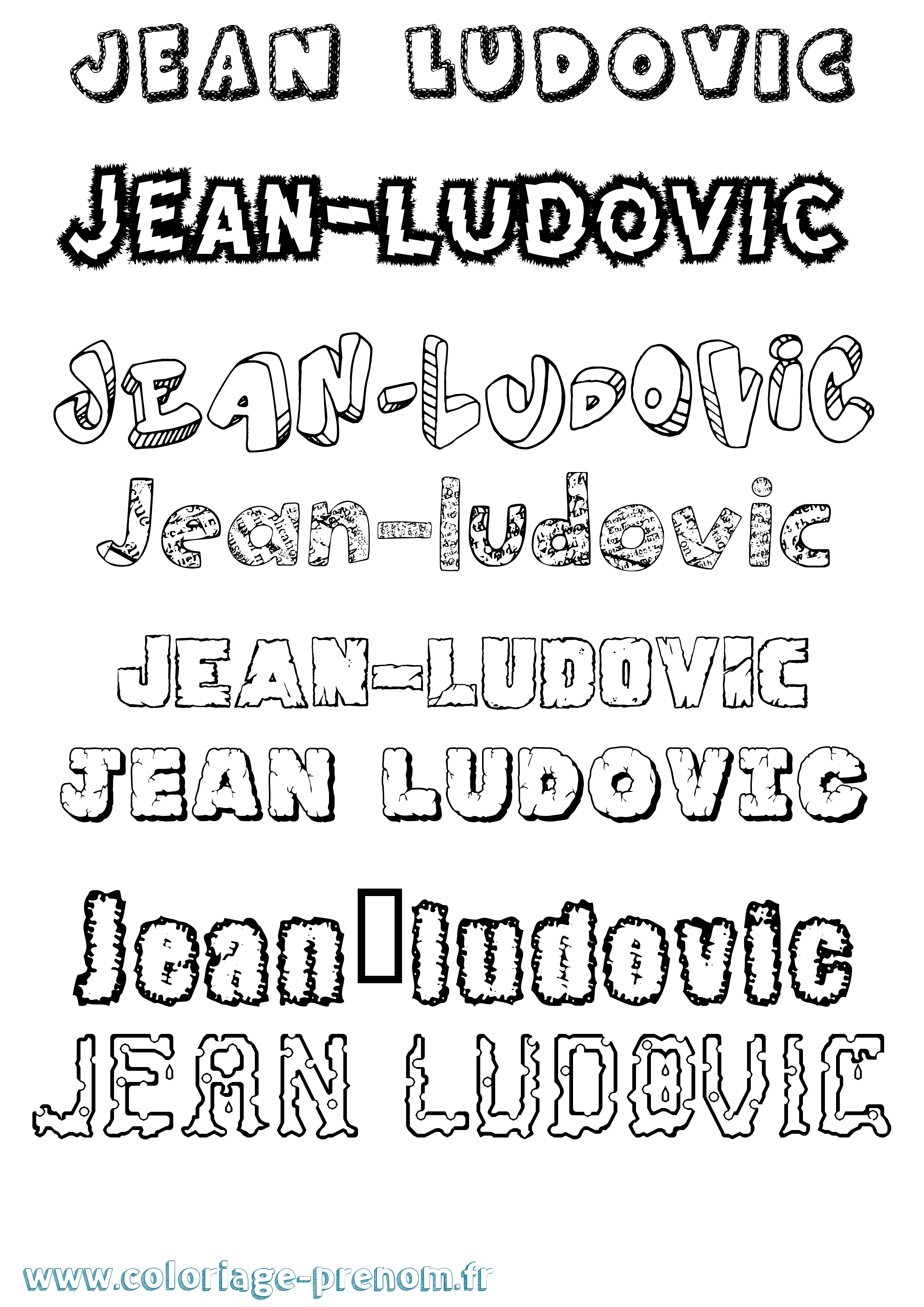 Coloriage Jean-Ludovic Destructuré Coloriage prénom Jean-Ludovic Destructuré