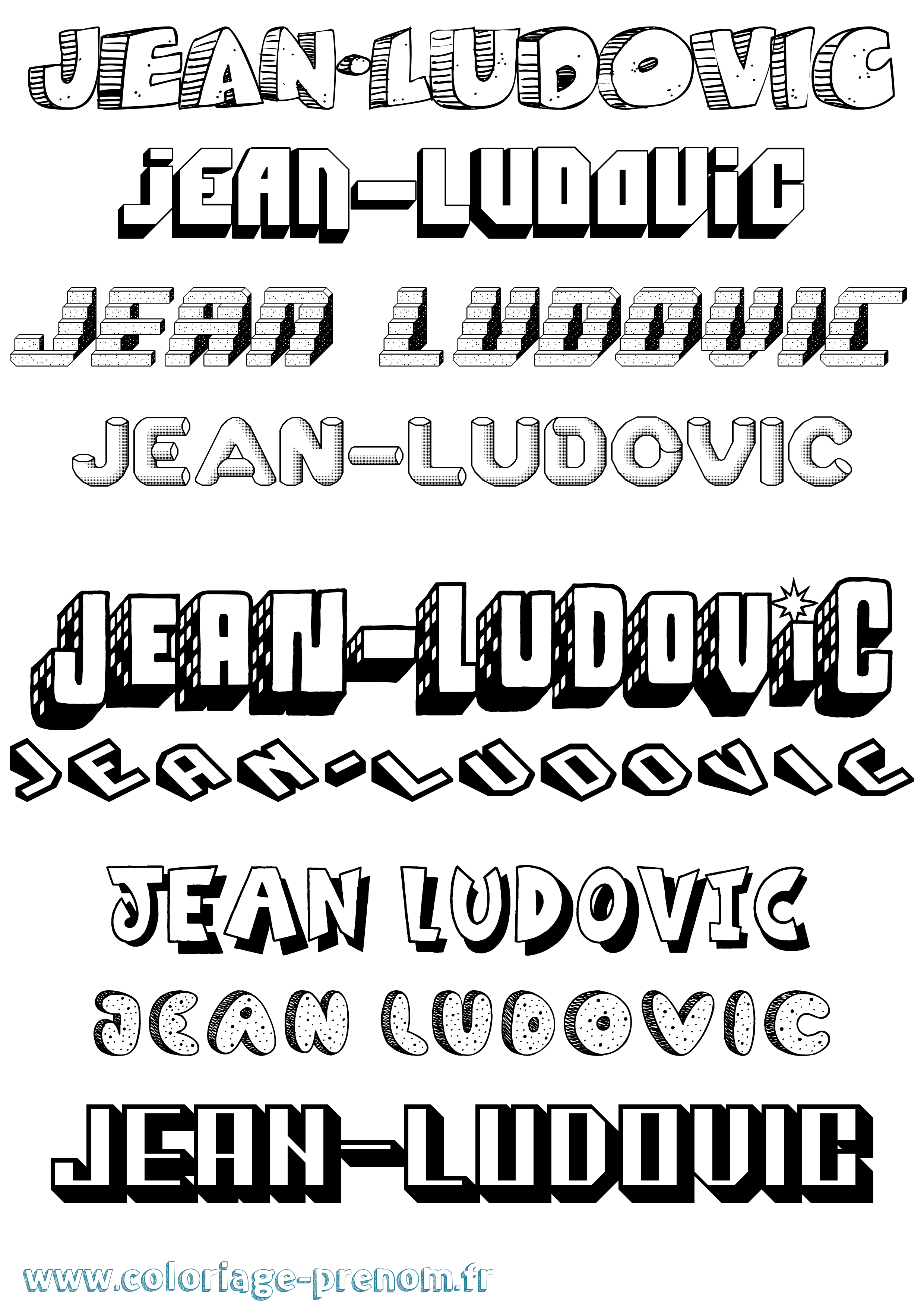 Coloriage Jean-Ludovic Effet 3D Coloriage prénom Jean-Ludovic Effet 3D