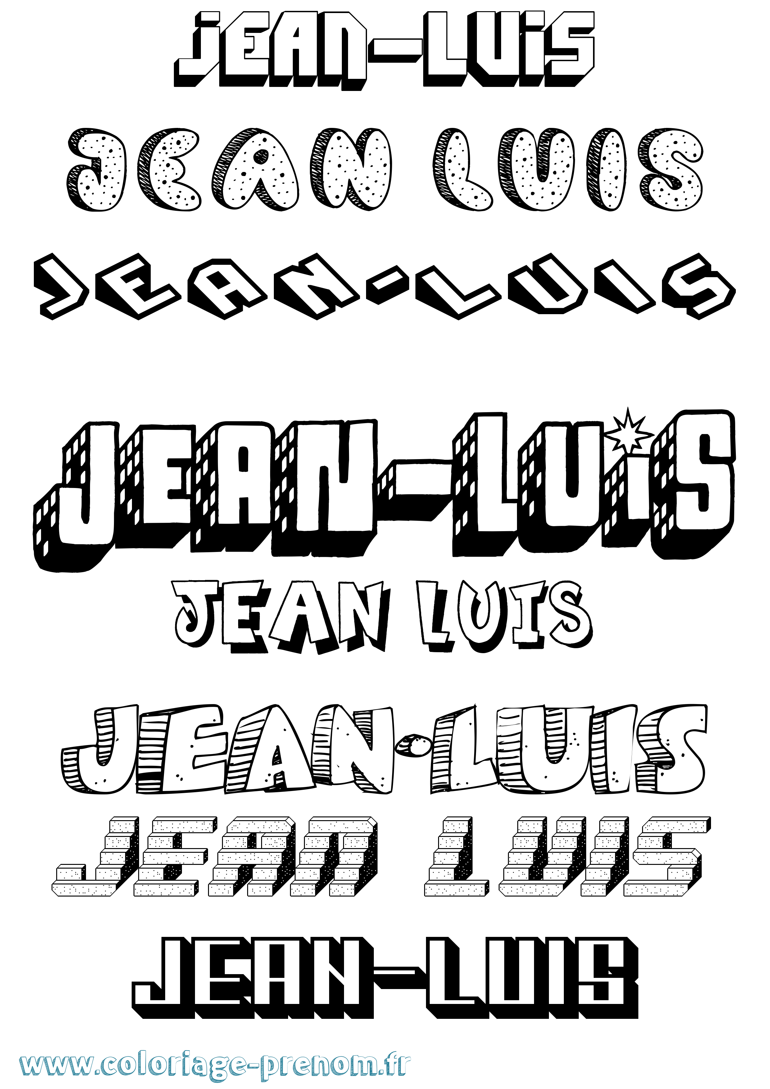 Coloriage Jean-Luis Effet 3D Coloriage prénom Jean-Luis Effet 3D