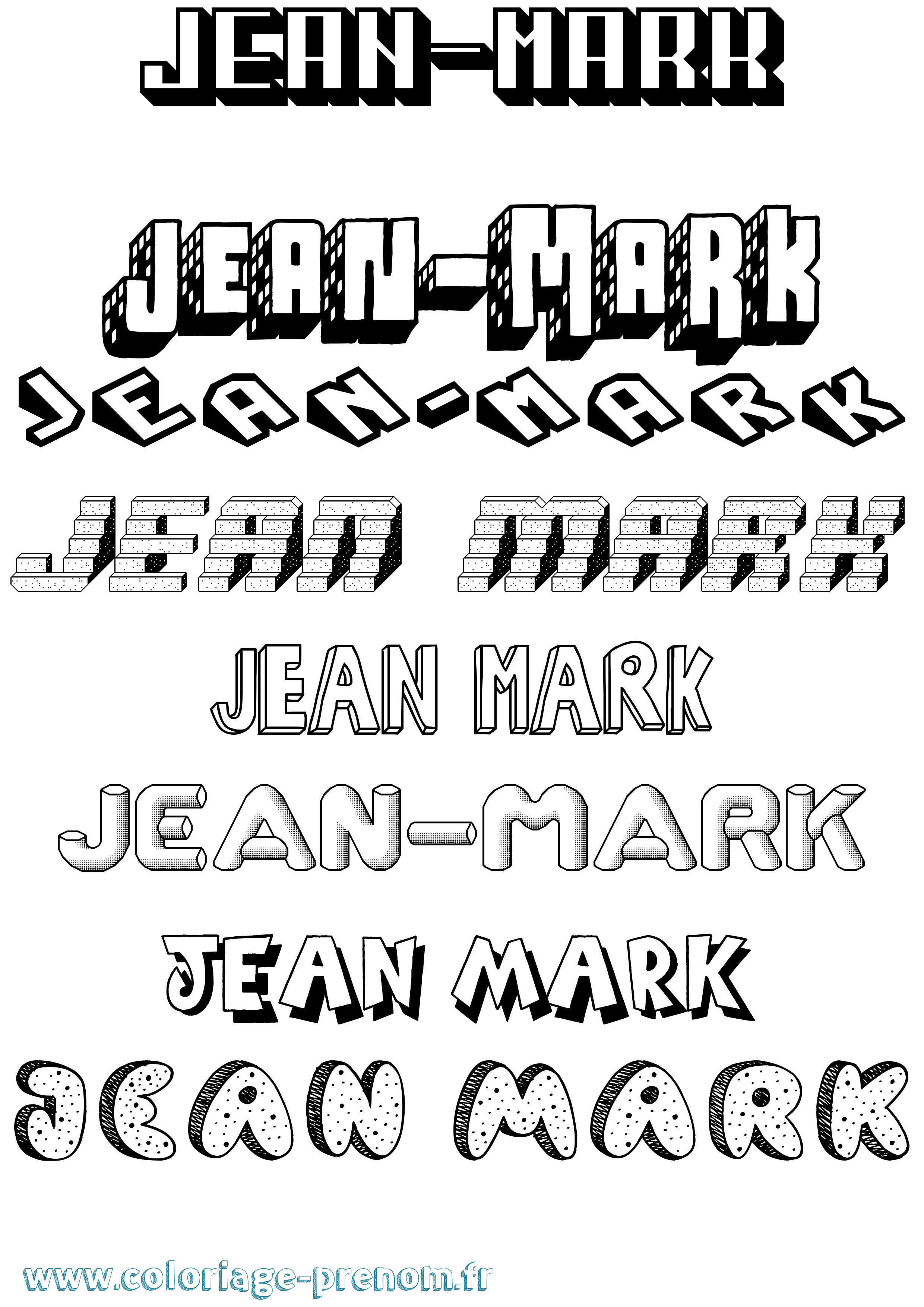 Coloriage Jean-Mark Effet 3D Coloriage prénom Jean-Mark Effet 3D