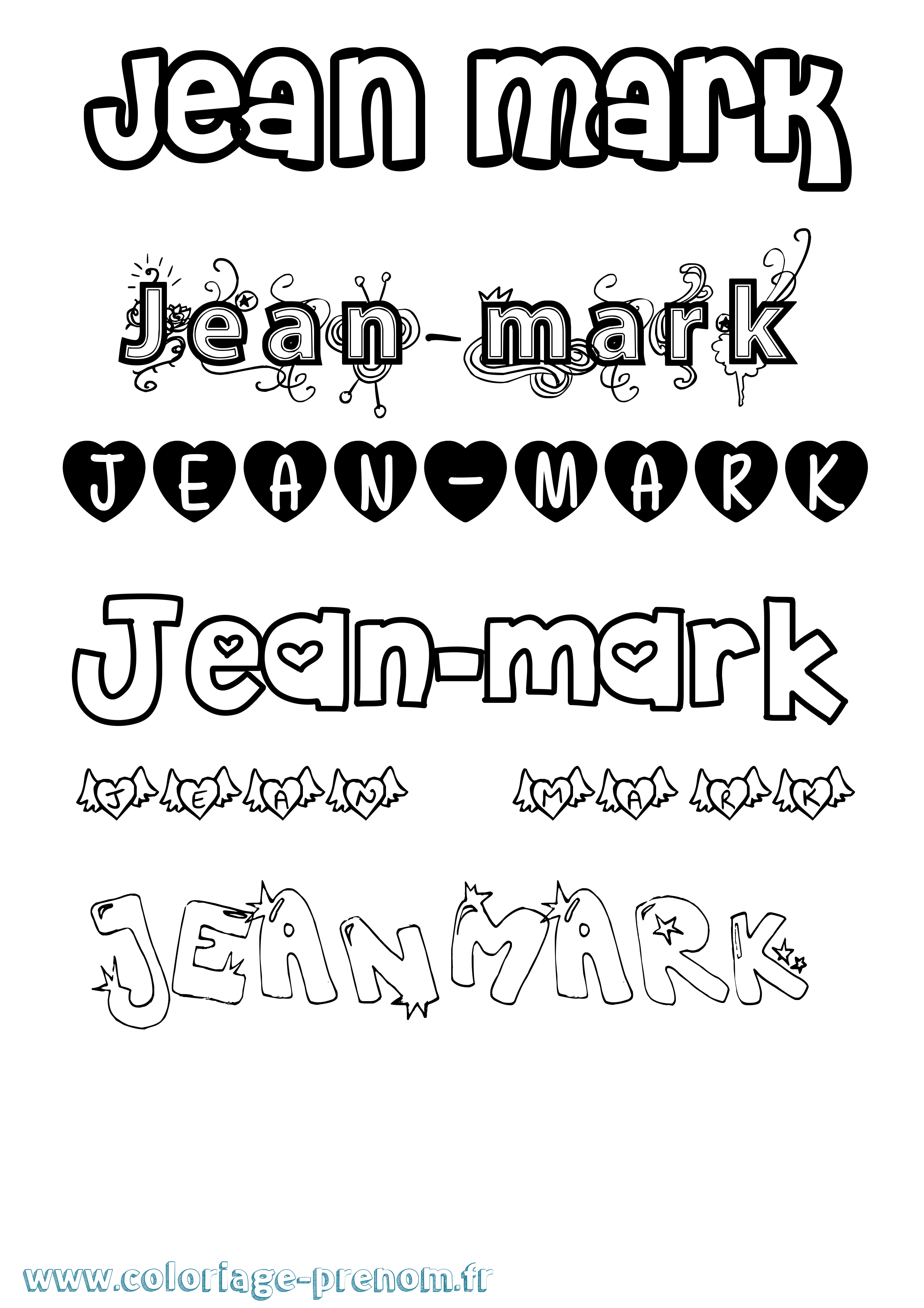 Coloriage Jean-Mark Girly Coloriage prénom Jean-Mark Girly
