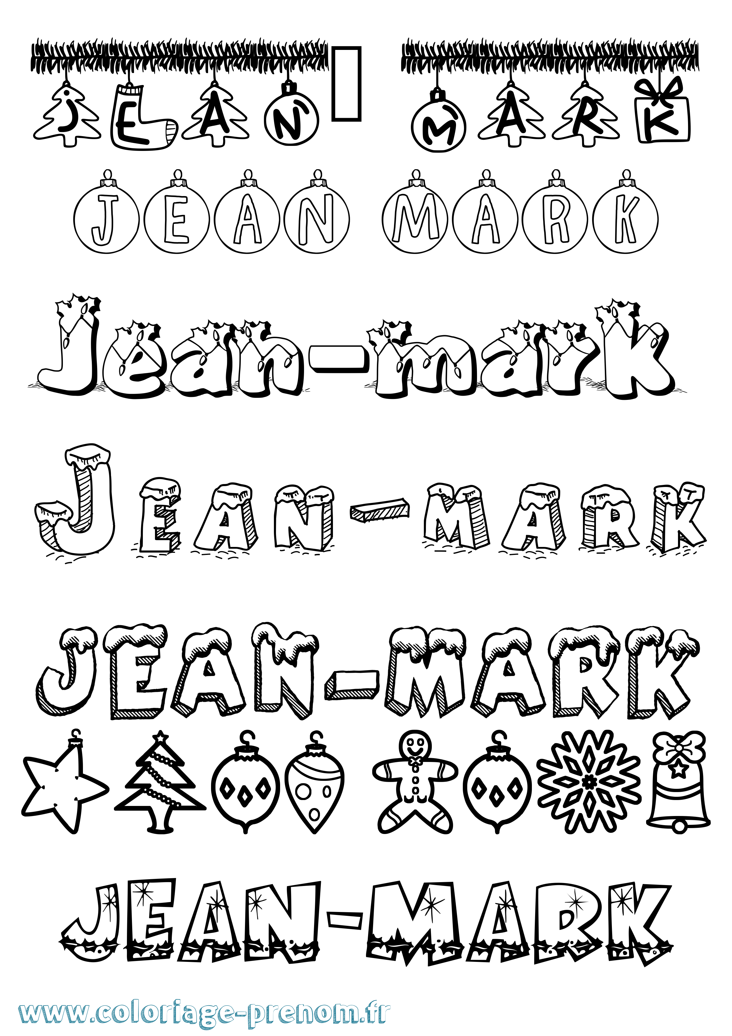 Coloriage Jean-Mark Noël Coloriage prénom Jean-Mark Noël
