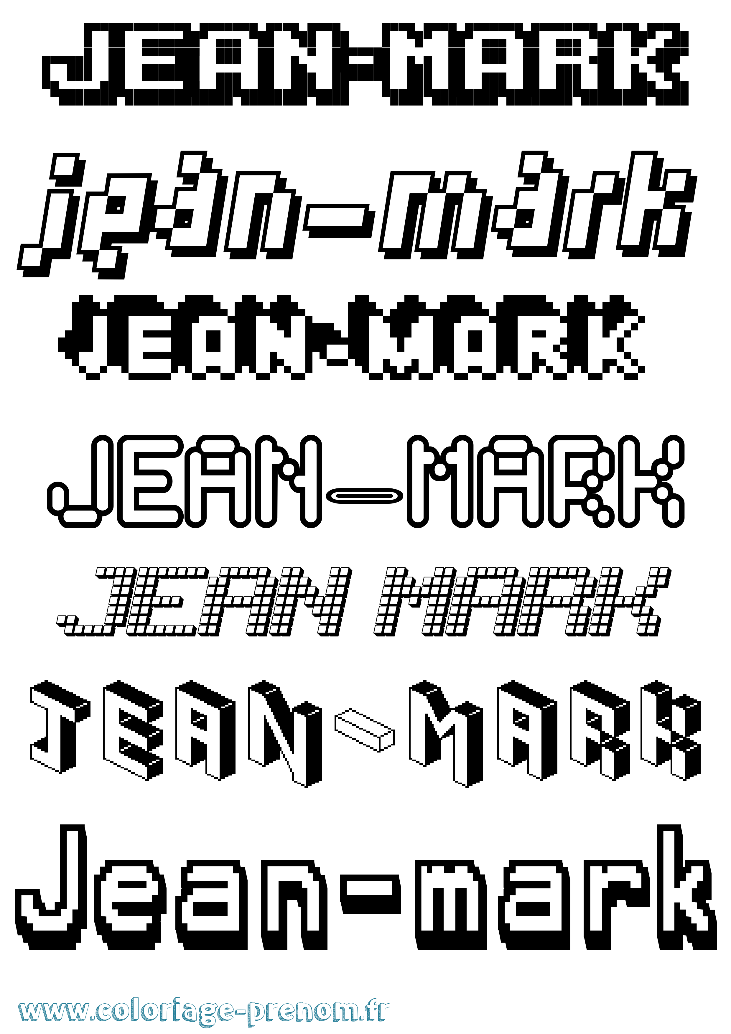 Coloriage Jean-Mark Pixel Coloriage prénom Jean-Mark Pixel