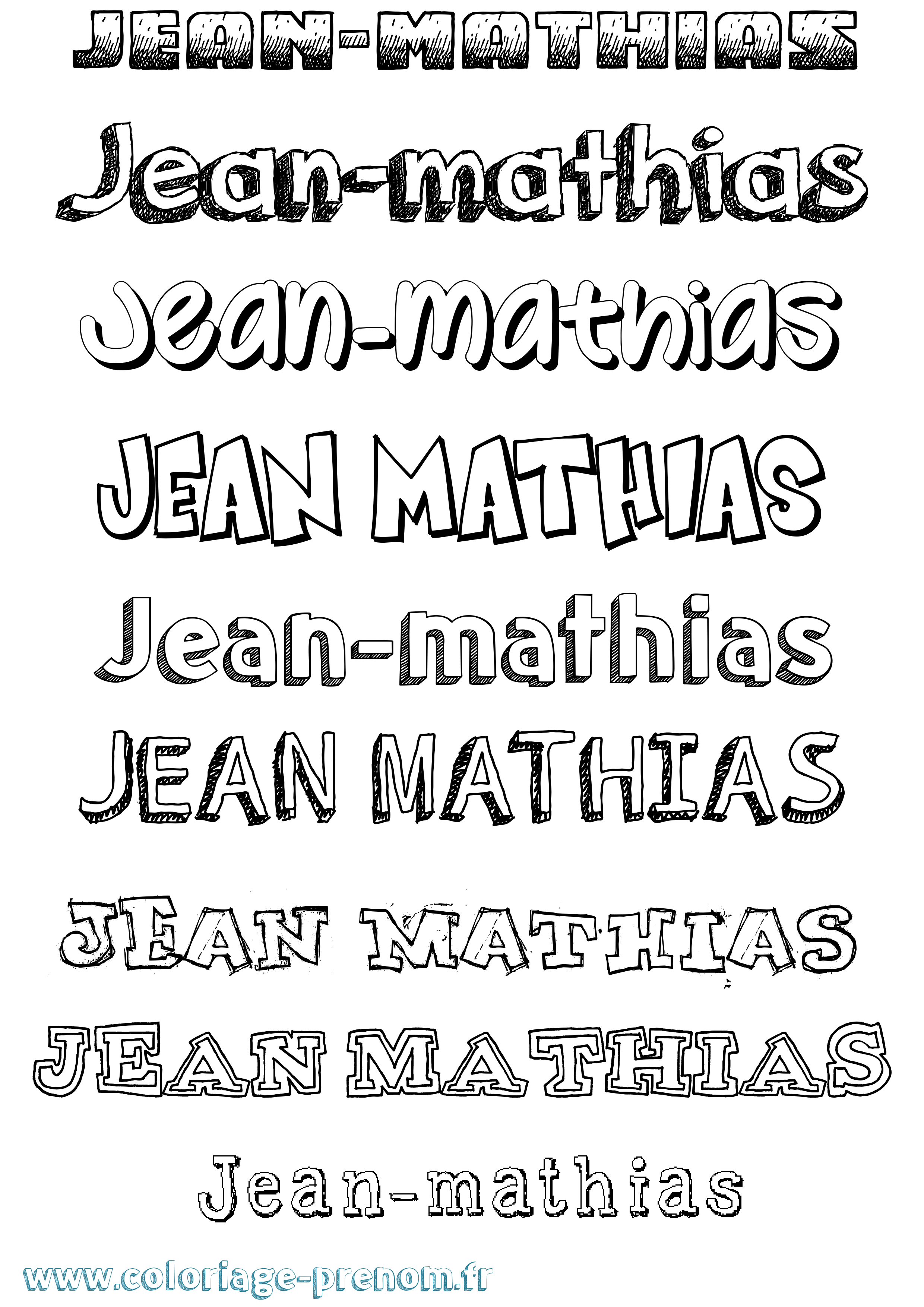 Coloriage Jean-Mathias Dessiné Coloriage prénom Jean-Mathias Dessiné