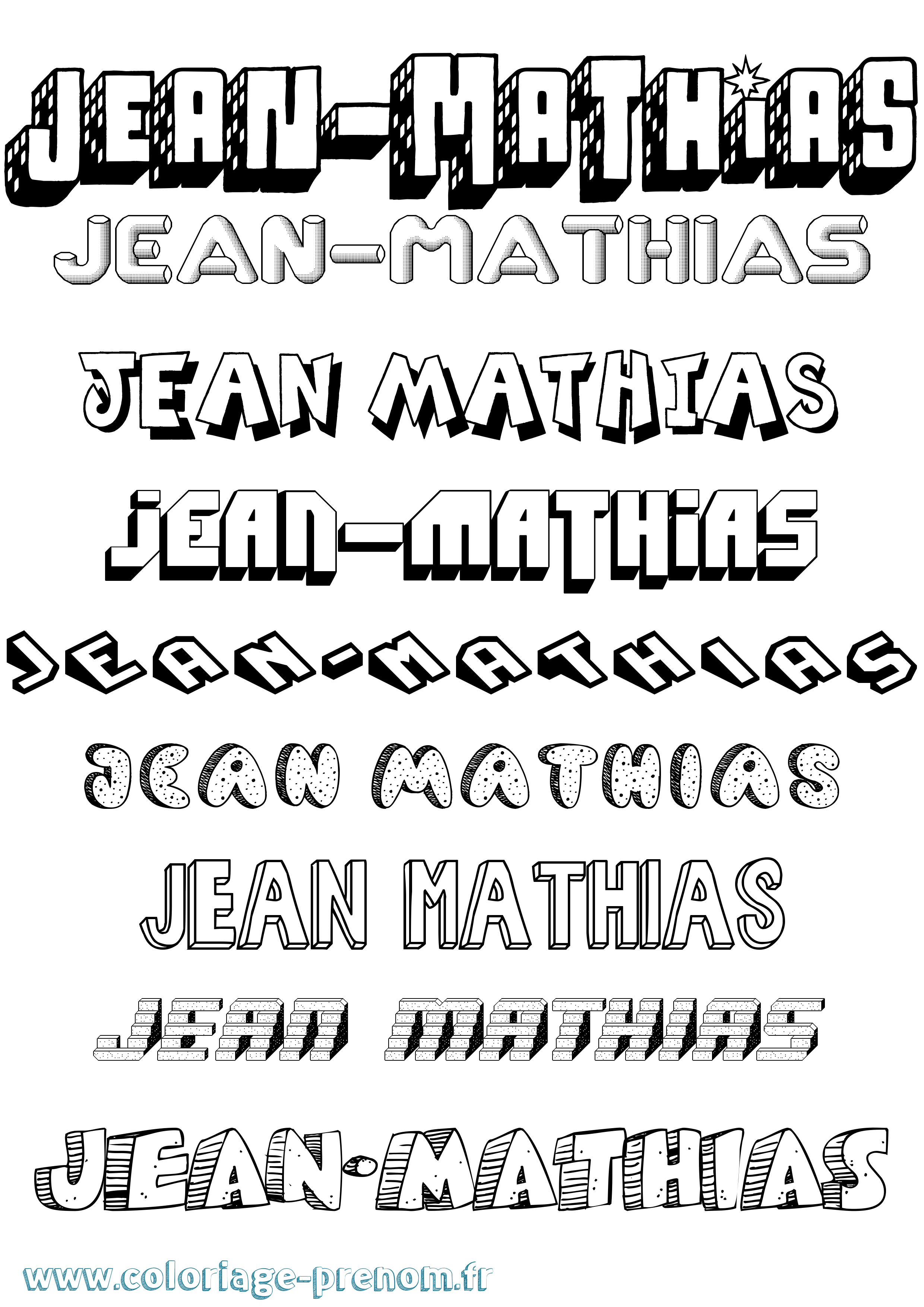 Coloriage Jean-Mathias Effet 3D Coloriage prénom Jean-Mathias Effet 3D