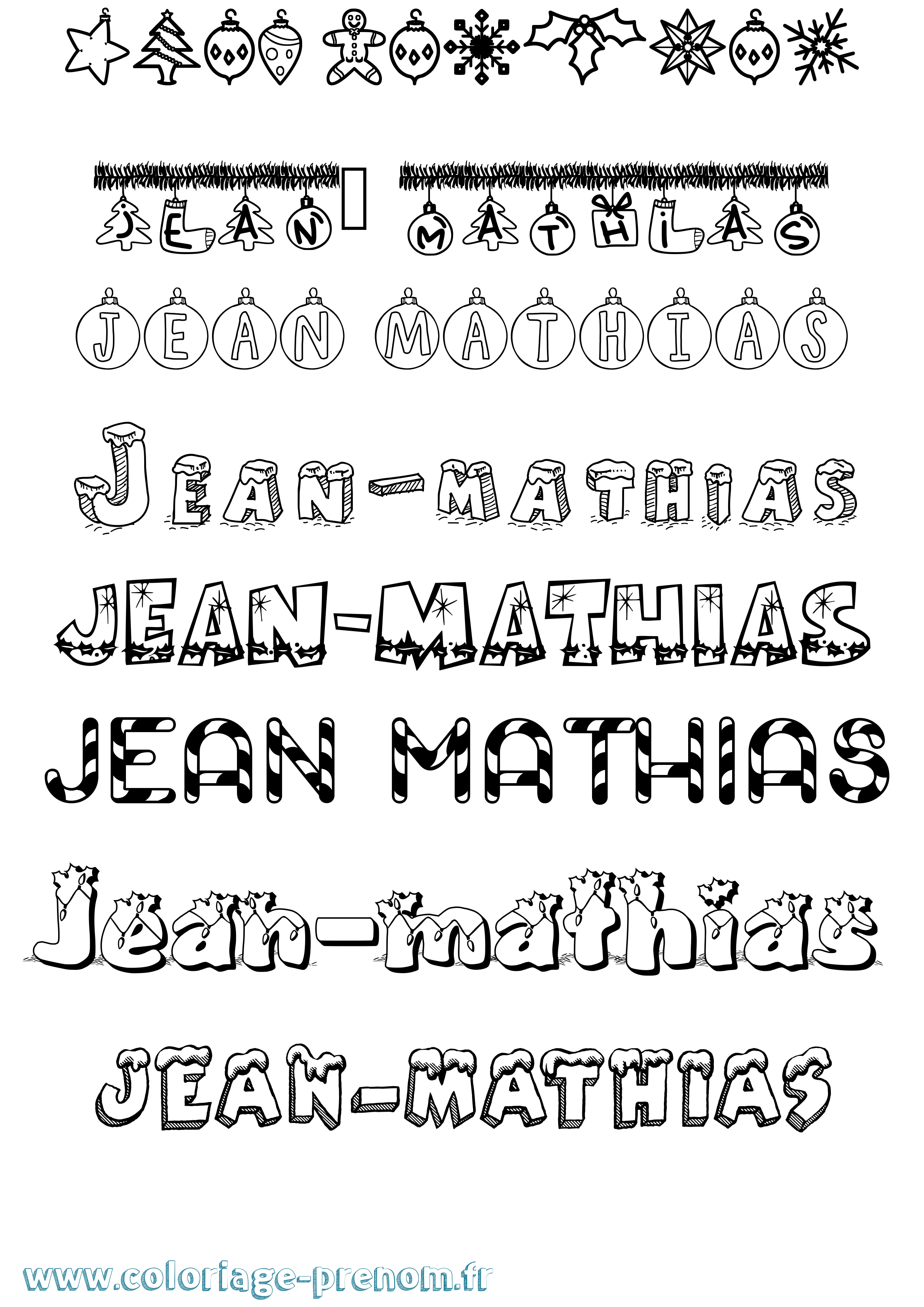 Coloriage Jean-Mathias Noël Coloriage prénom Jean-Mathias Noël
