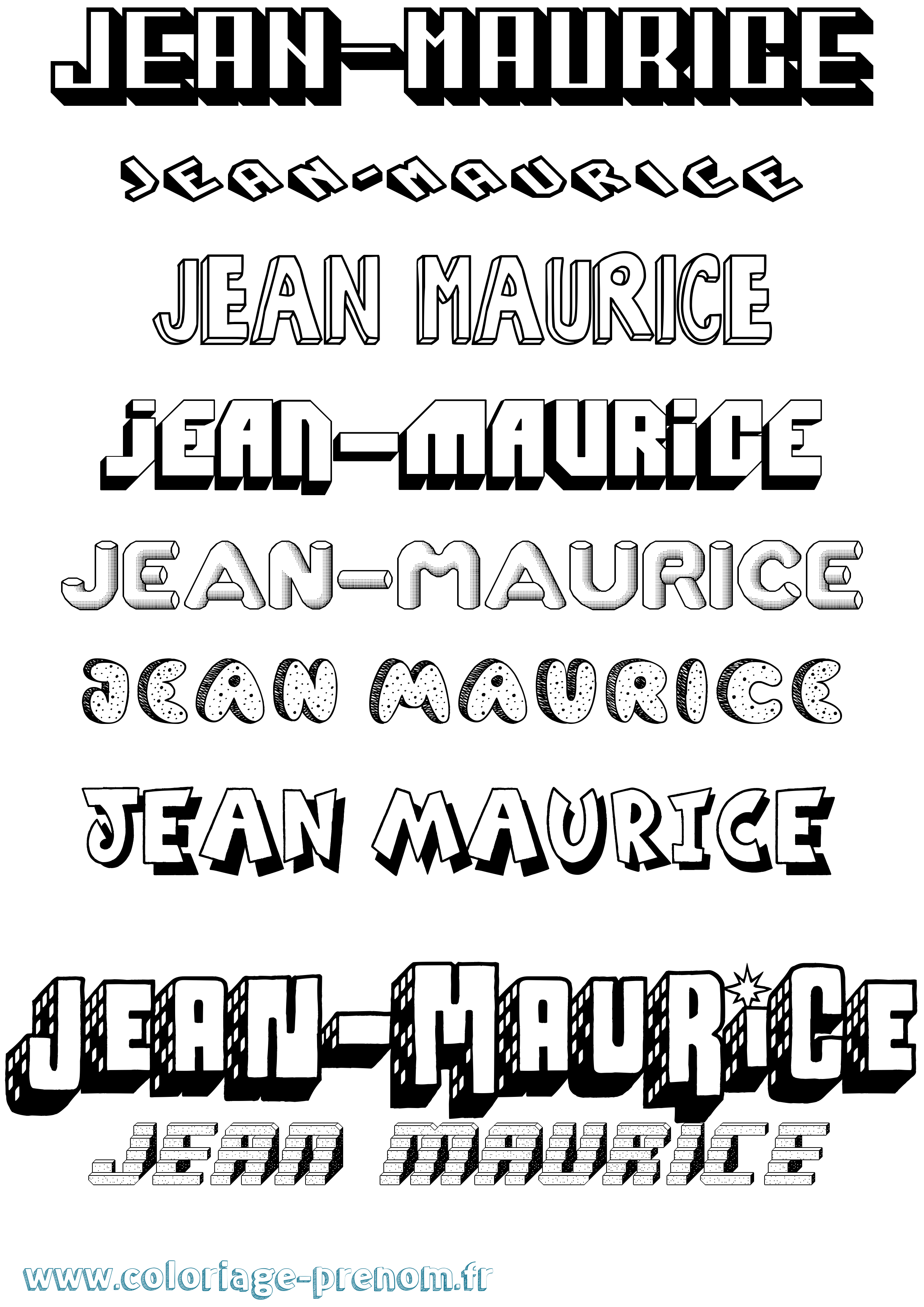 Coloriage Jean-Maurice Effet 3D Coloriage prénom Jean-Maurice Effet 3D