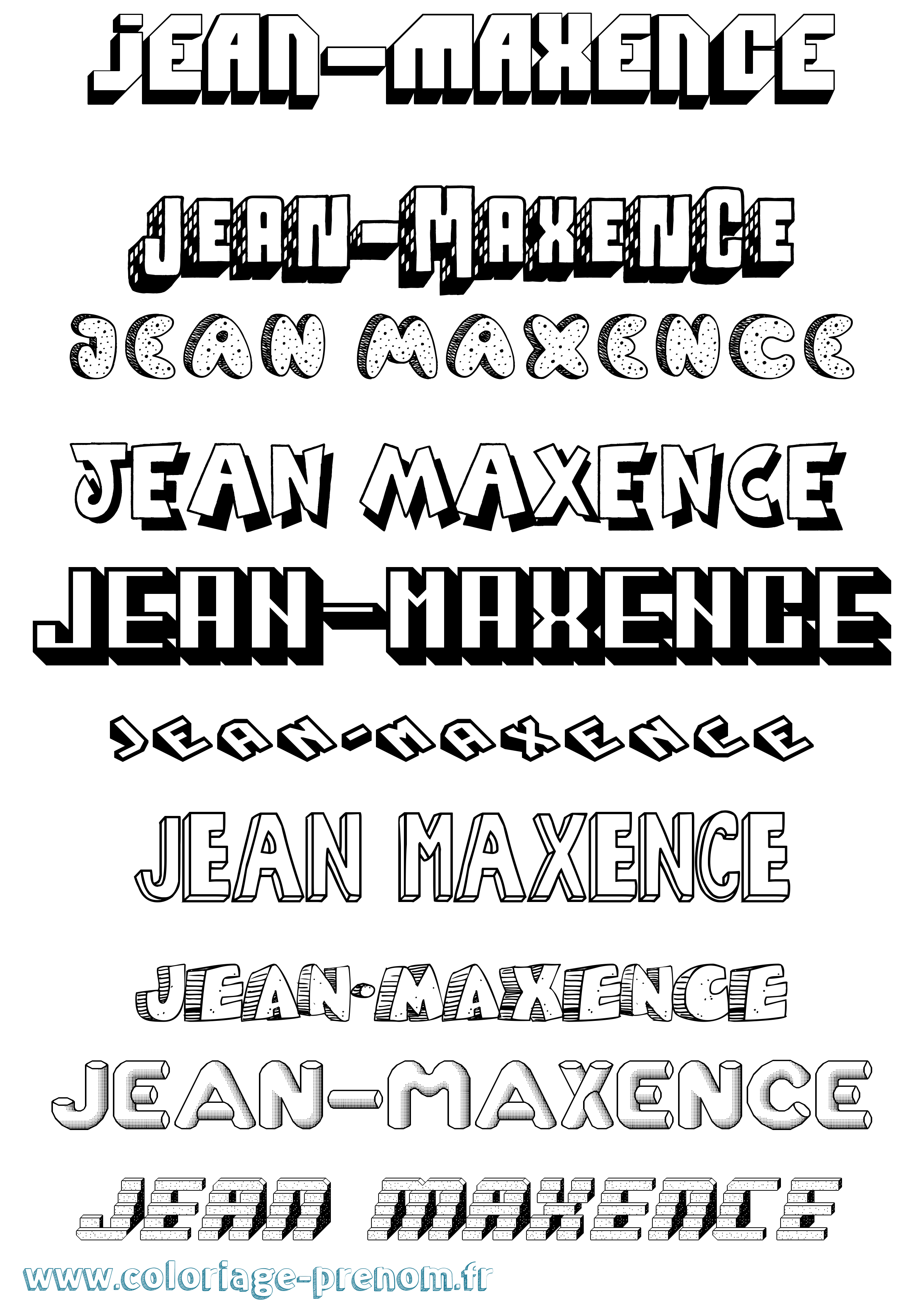 Coloriage Jean-Maxence Effet 3D Coloriage prénom Jean-Maxence Effet 3D