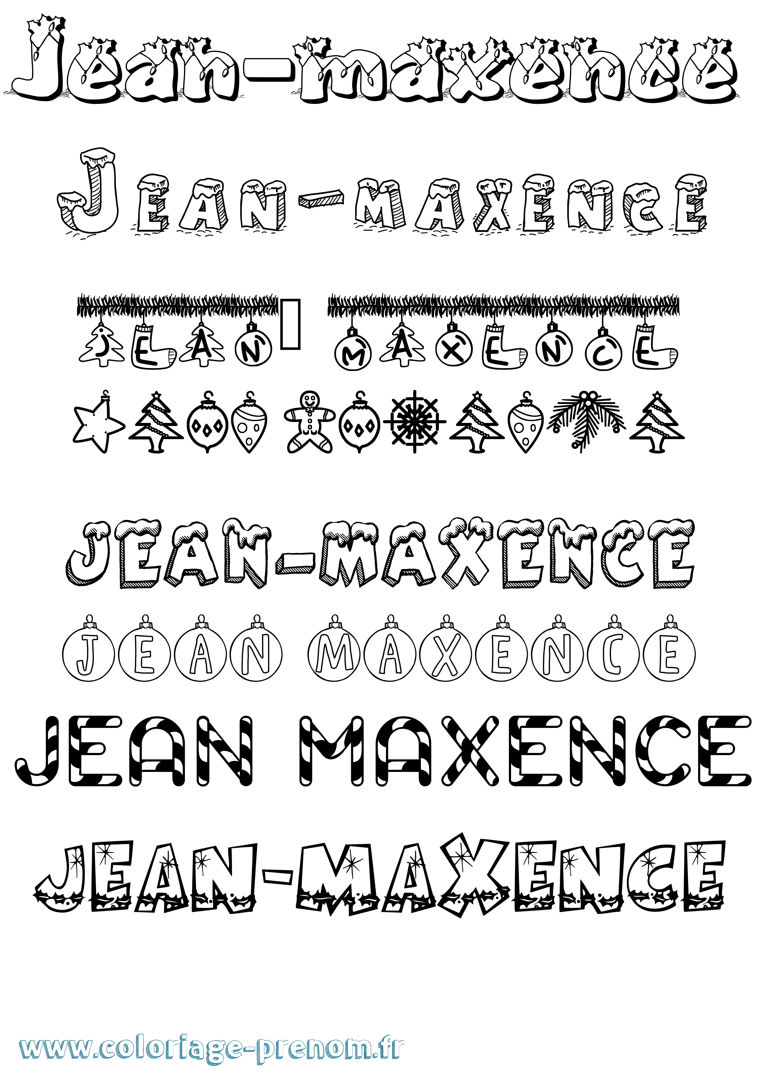 Coloriage Jean-Maxence Noël Coloriage prénom Jean-Maxence Noël