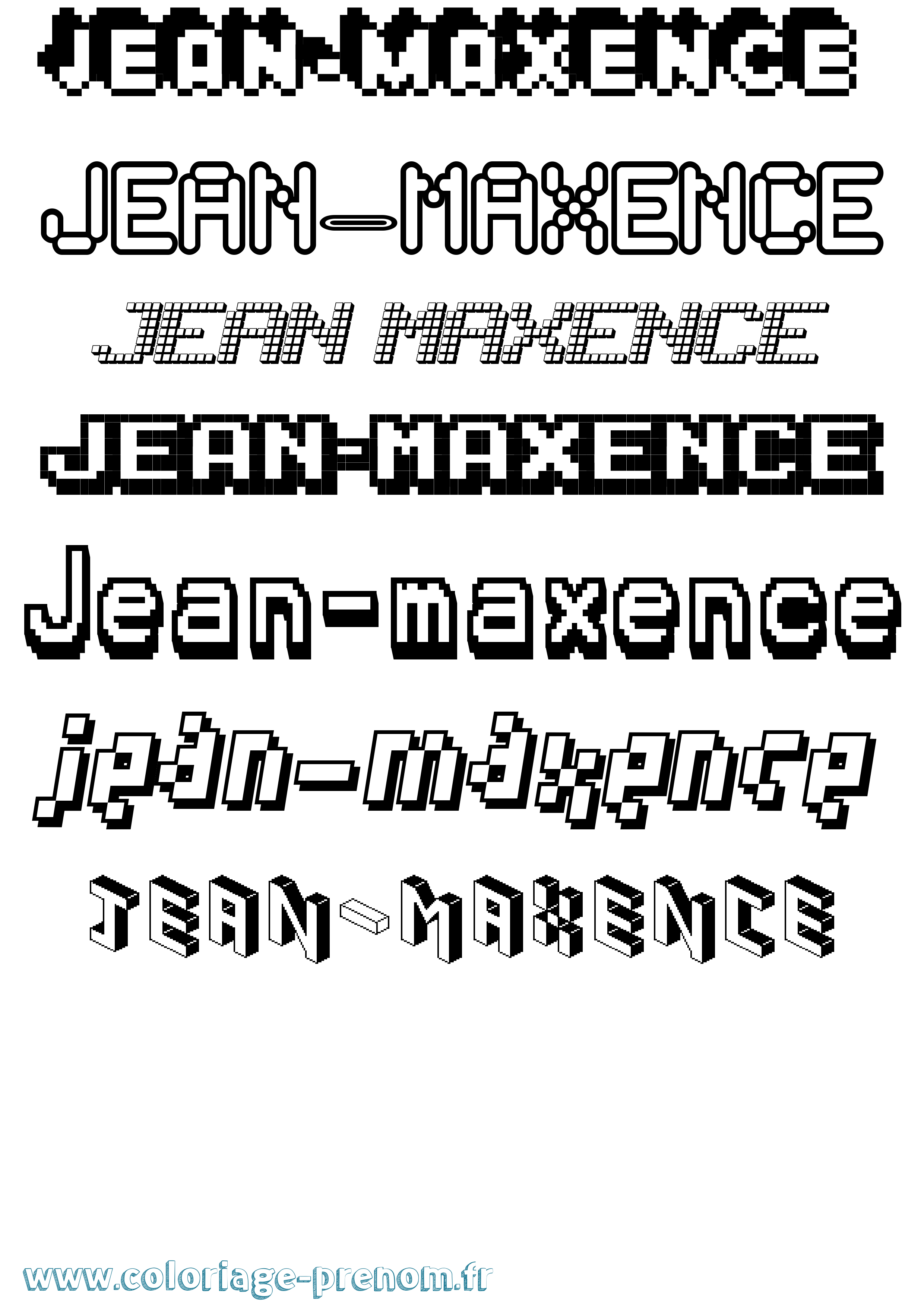 Coloriage Jean-Maxence Pixel Coloriage prénom Jean-Maxence Pixel