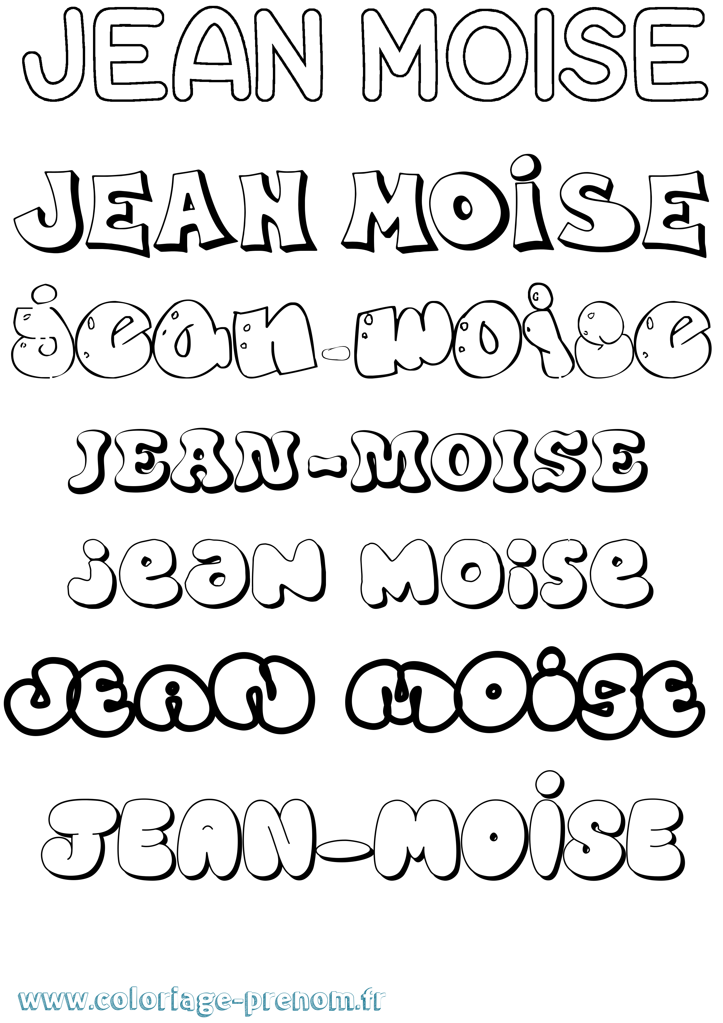 Coloriage Jean-Moise Bubble Coloriage prénom Jean-Moise Bubble